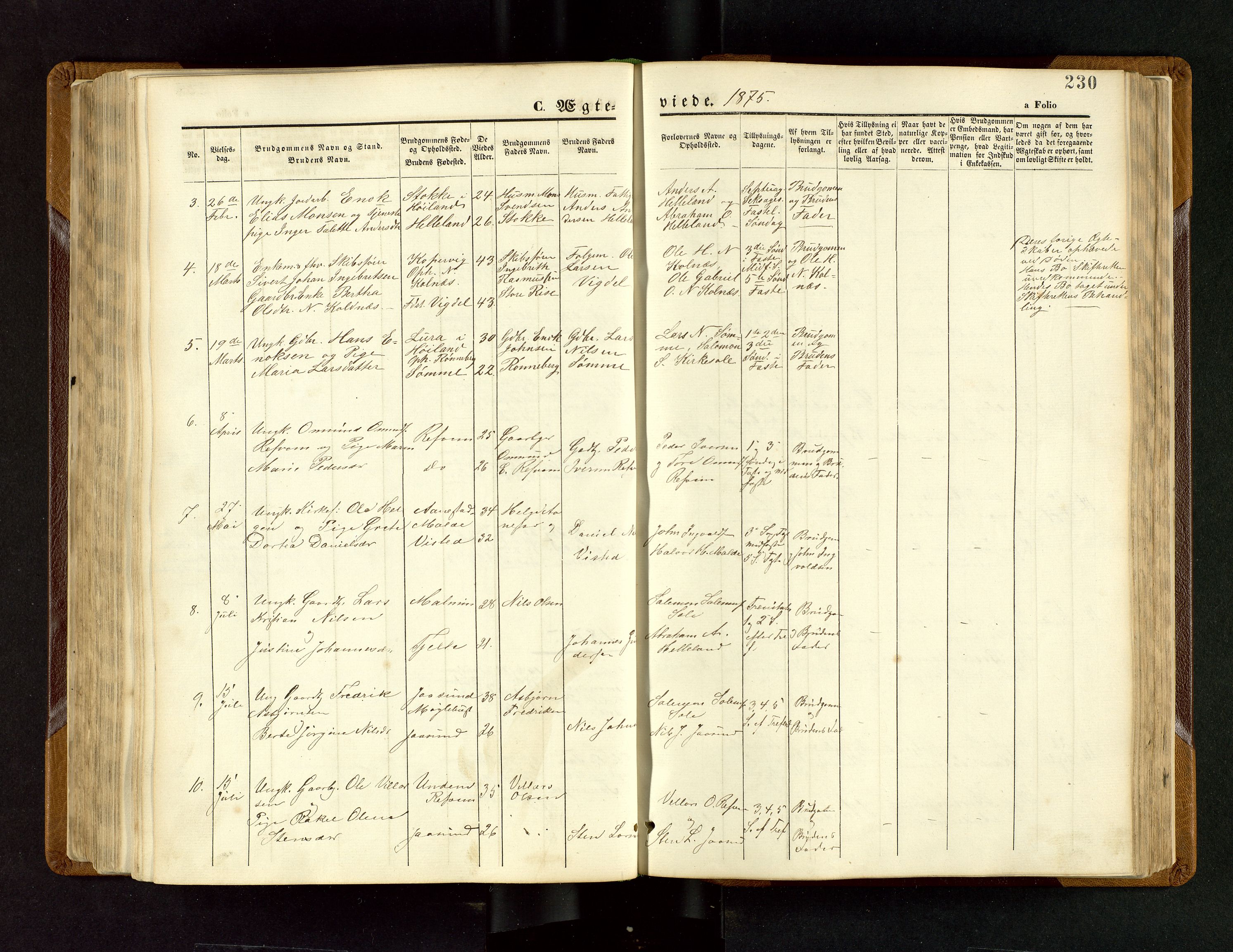 Håland sokneprestkontor, AV/SAST-A-101802/001/30BB/L0003: Parish register (copy) no. B 3, 1873-1893, p. 230