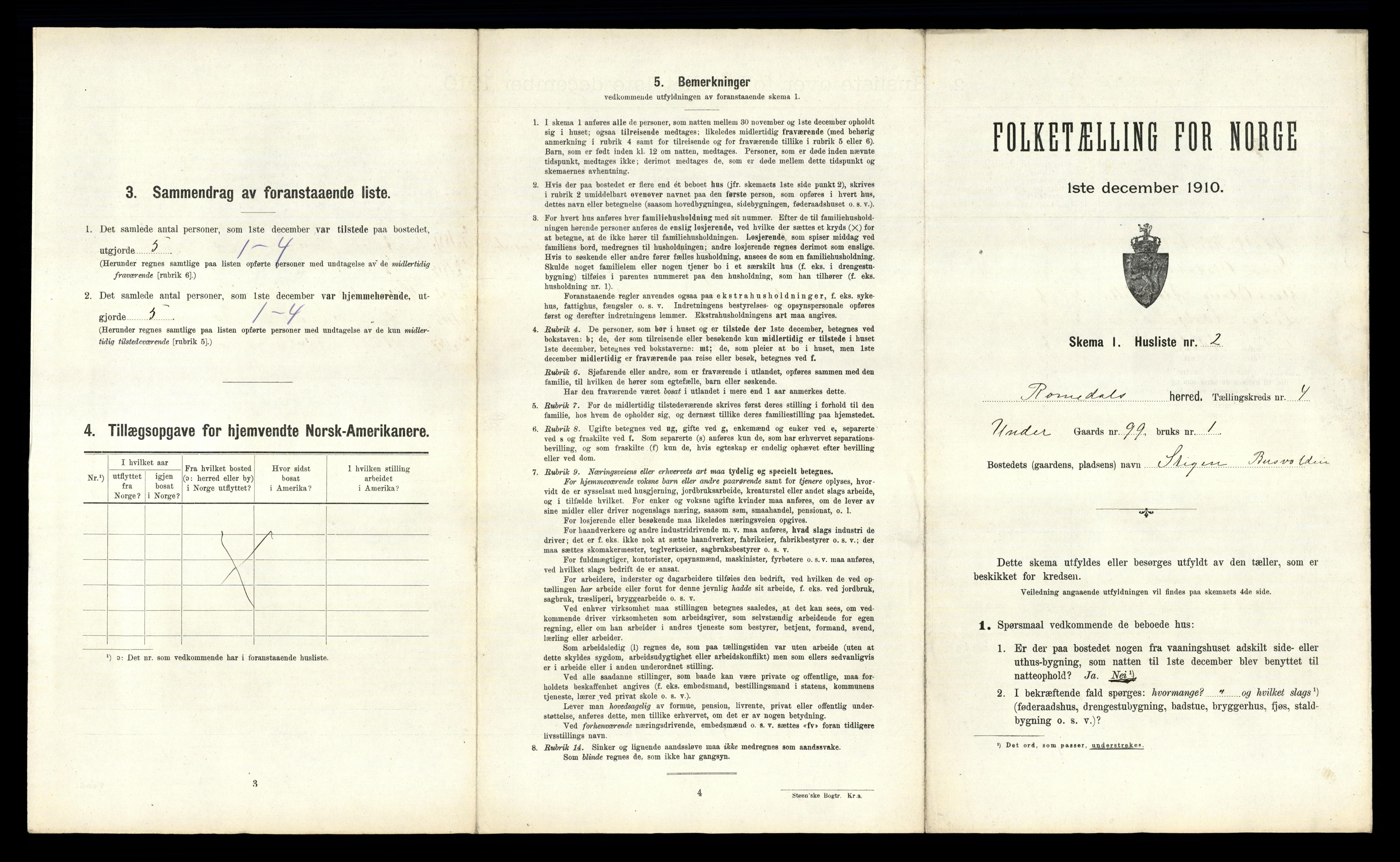 RA, 1910 census for Romedal, 1910, p. 751