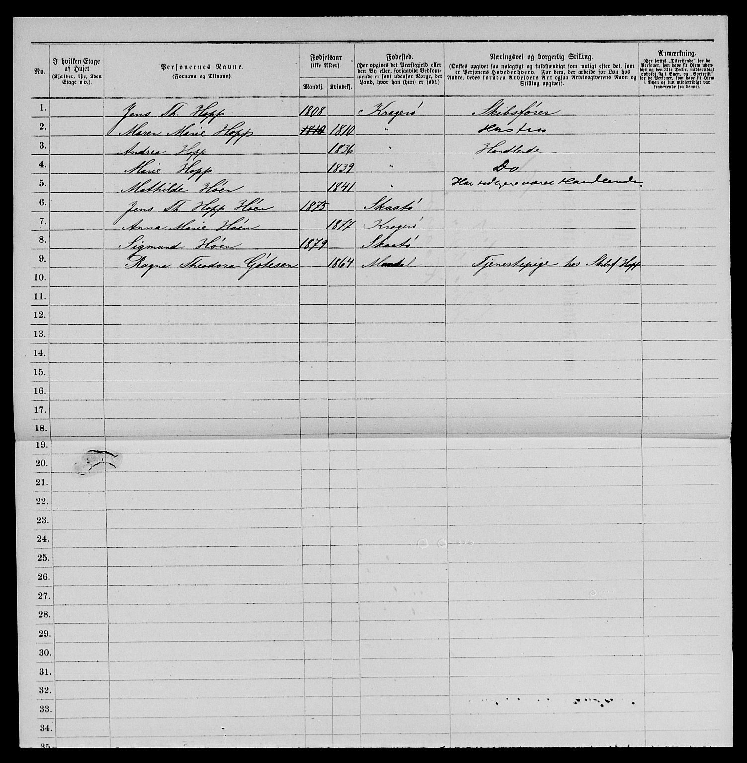 SAKO, 1885 census for 0801 Kragerø, 1885, p. 1340