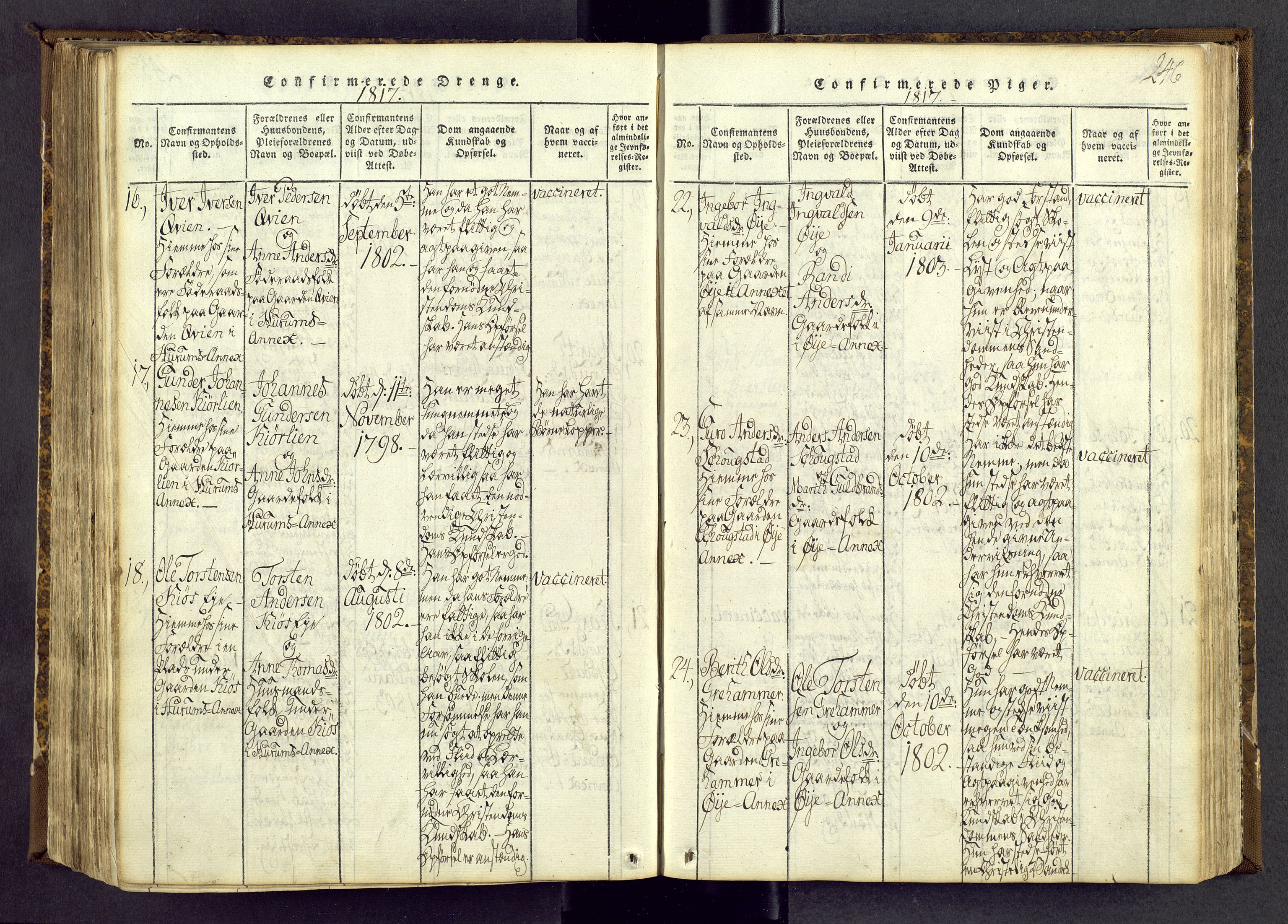 Vang prestekontor, Valdres, SAH/PREST-140/H/Ha/L0004: Parish register (official) no. 4, 1814-1831, p. 246
