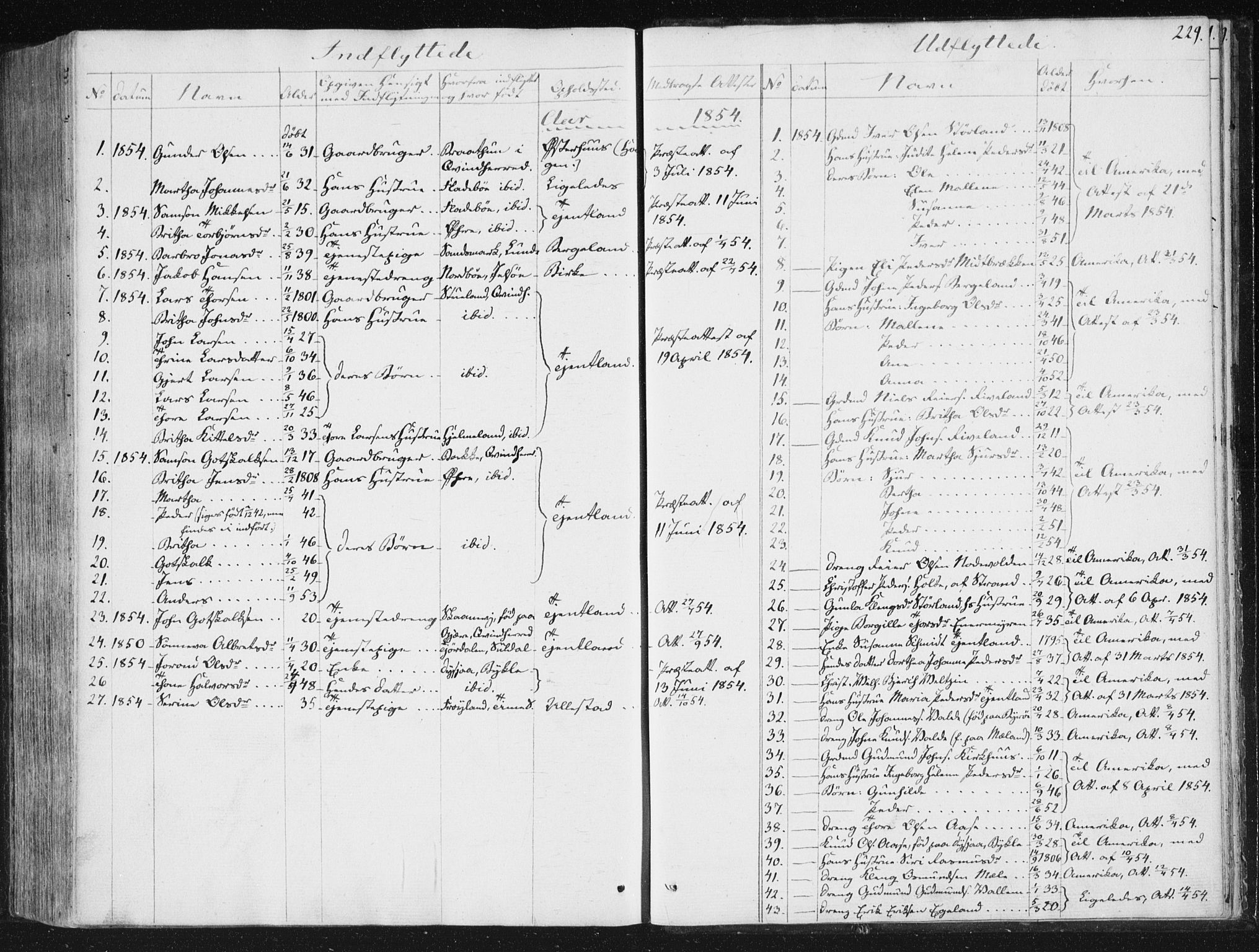 Hjelmeland sokneprestkontor, AV/SAST-A-101843/01/IV/L0008: Parish register (official) no. A 8, 1842-1861, p. 229