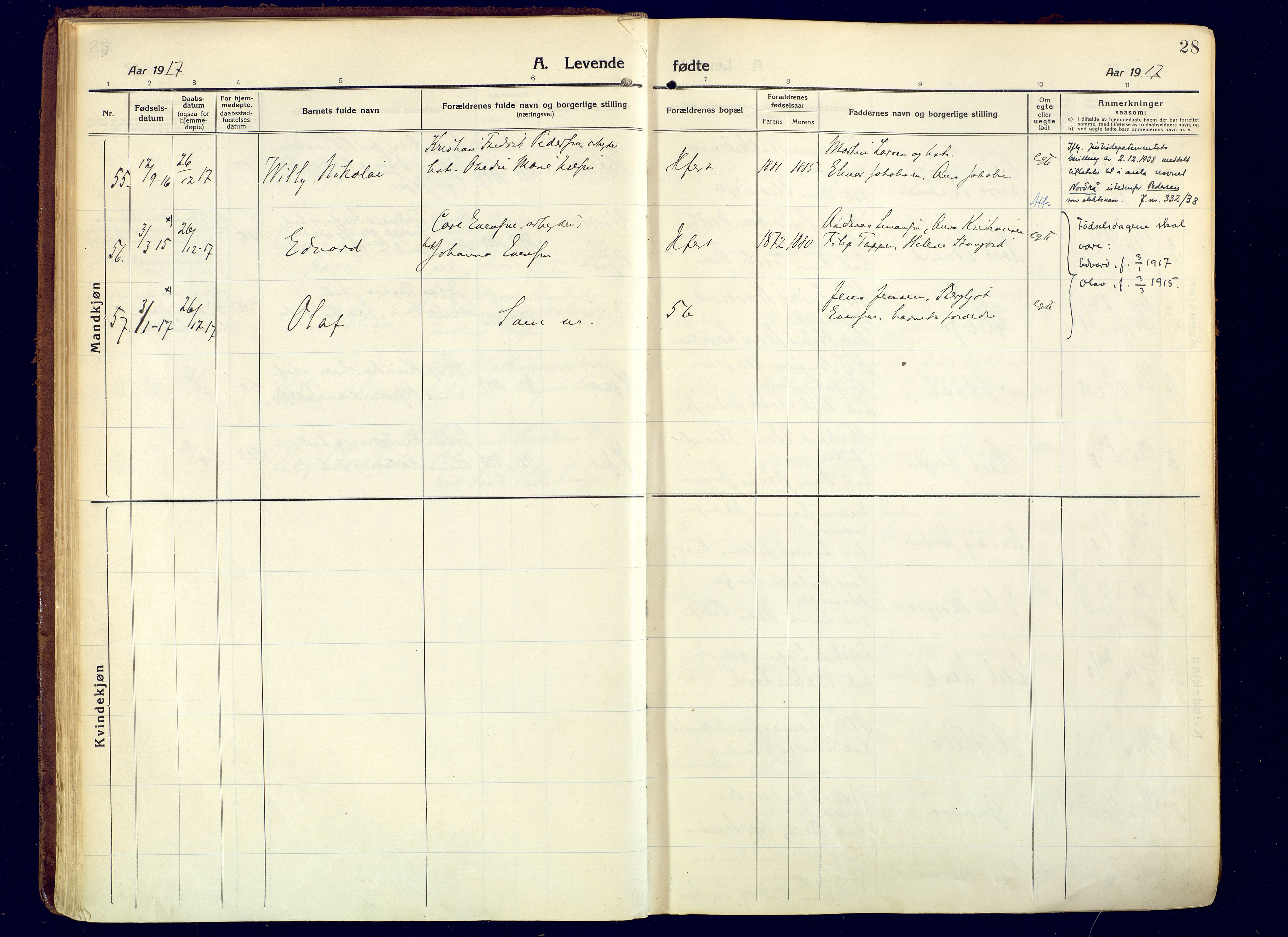Hammerfest sokneprestkontor, SATØ/S-1347/H/Ha/L0015.kirke: Parish register (official) no. 15, 1916-1923, p. 28