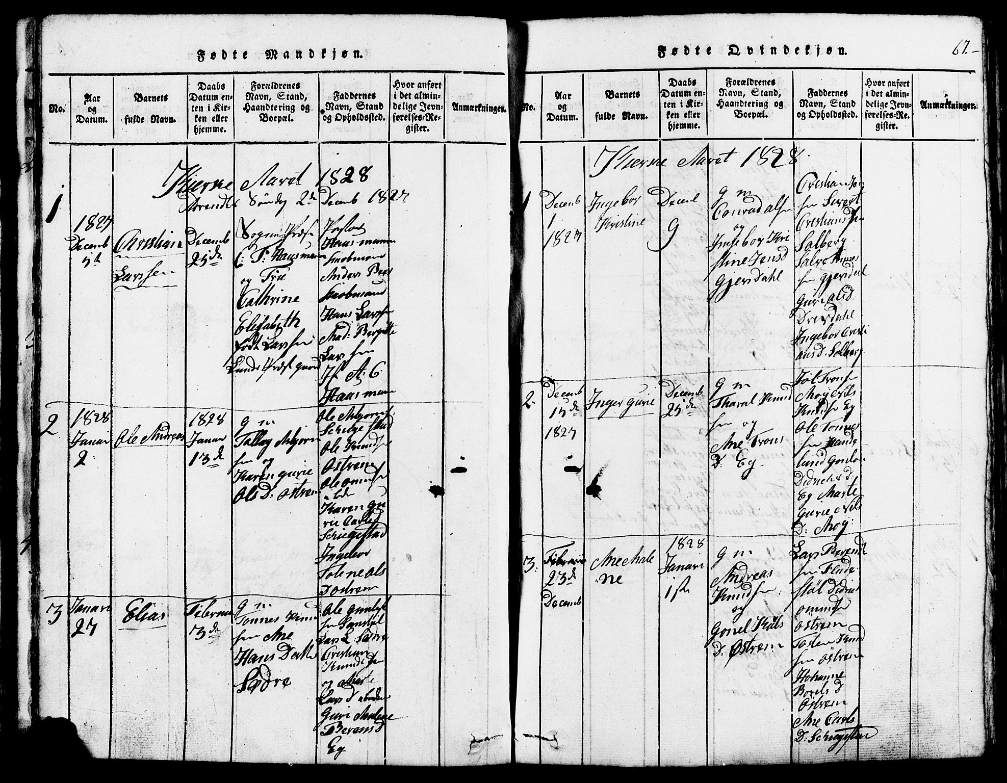 Lund sokneprestkontor, SAST/A-101809/S07/L0002: Parish register (copy) no. B 2, 1816-1832, p. 67