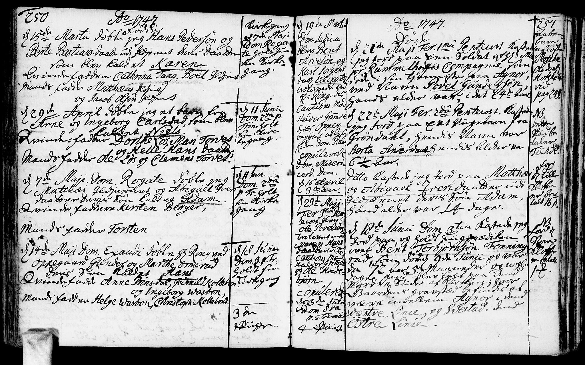 Nesodden prestekontor Kirkebøker, SAO/A-10013/F/Fa/L0001: Parish register (official) no. I 1, 1709-1749, p. 250-251