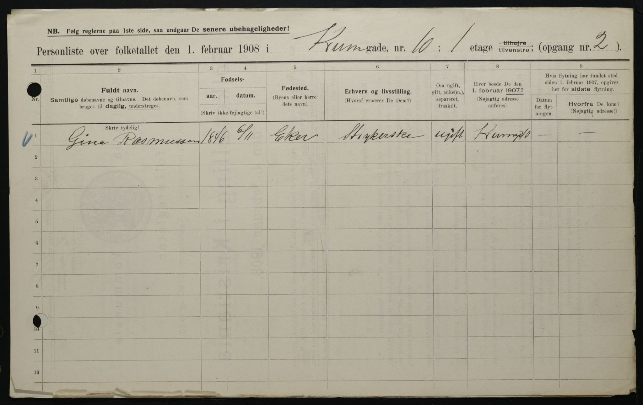 OBA, Municipal Census 1908 for Kristiania, 1908, p. 49267