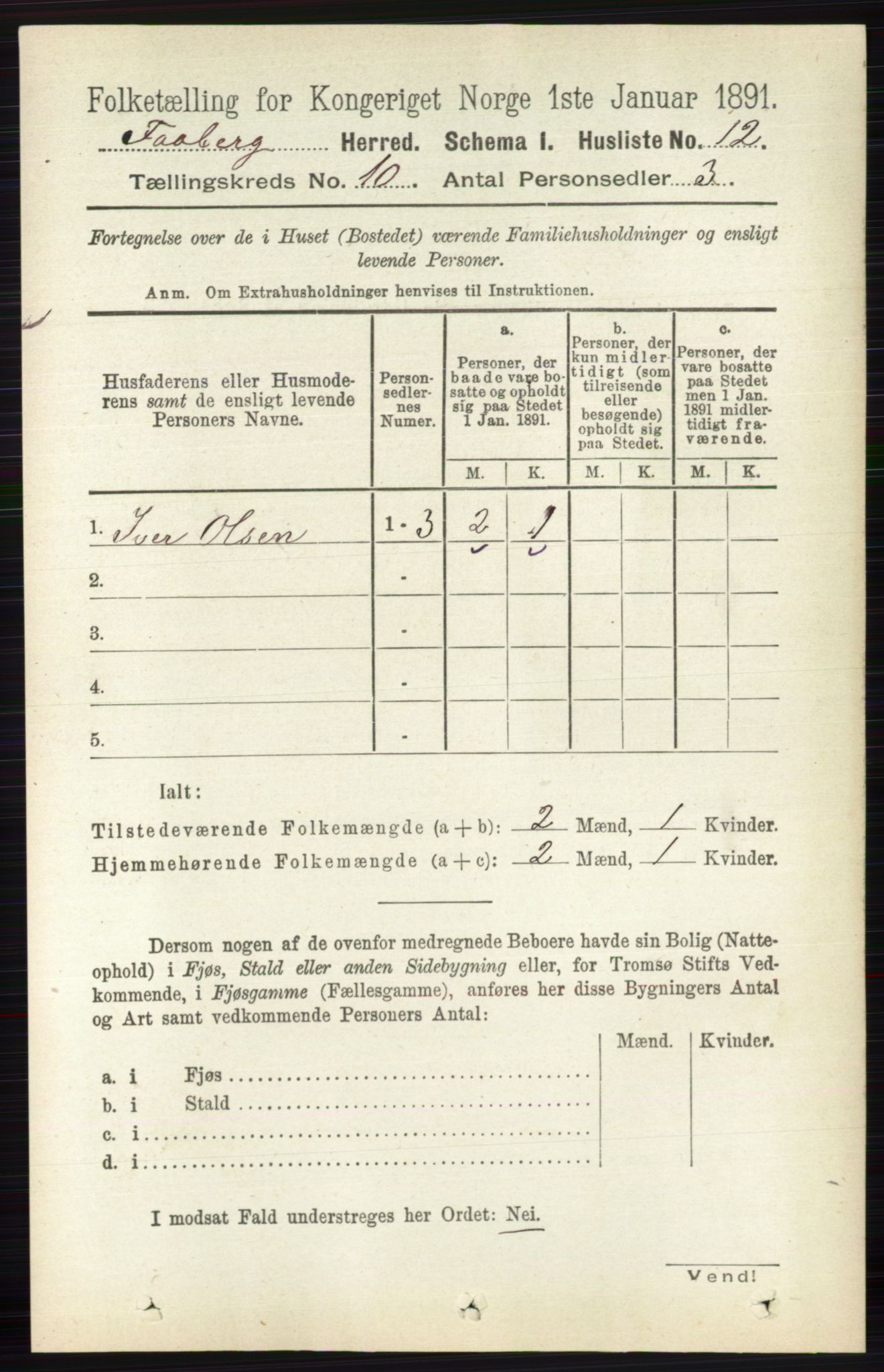 RA, 1891 census for 0524 Fåberg, 1891, p. 4050