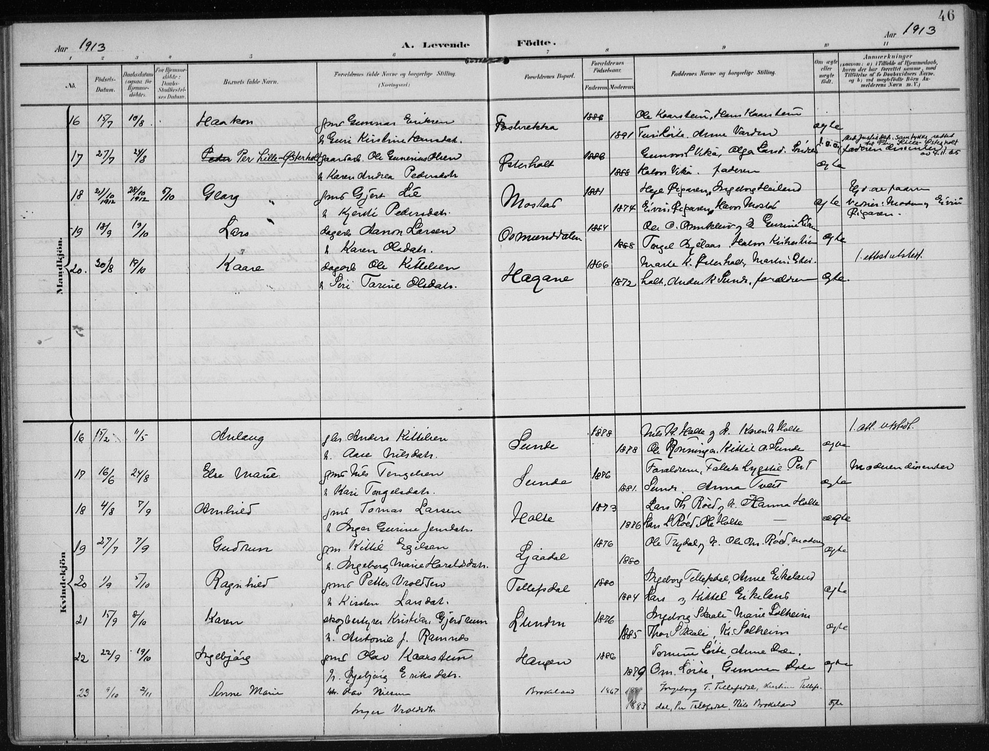 Gjerstad sokneprestkontor, AV/SAK-1111-0014/F/Fa/Faa/L0011: Parish register (official) no. A 11, 1903-1914, p. 46