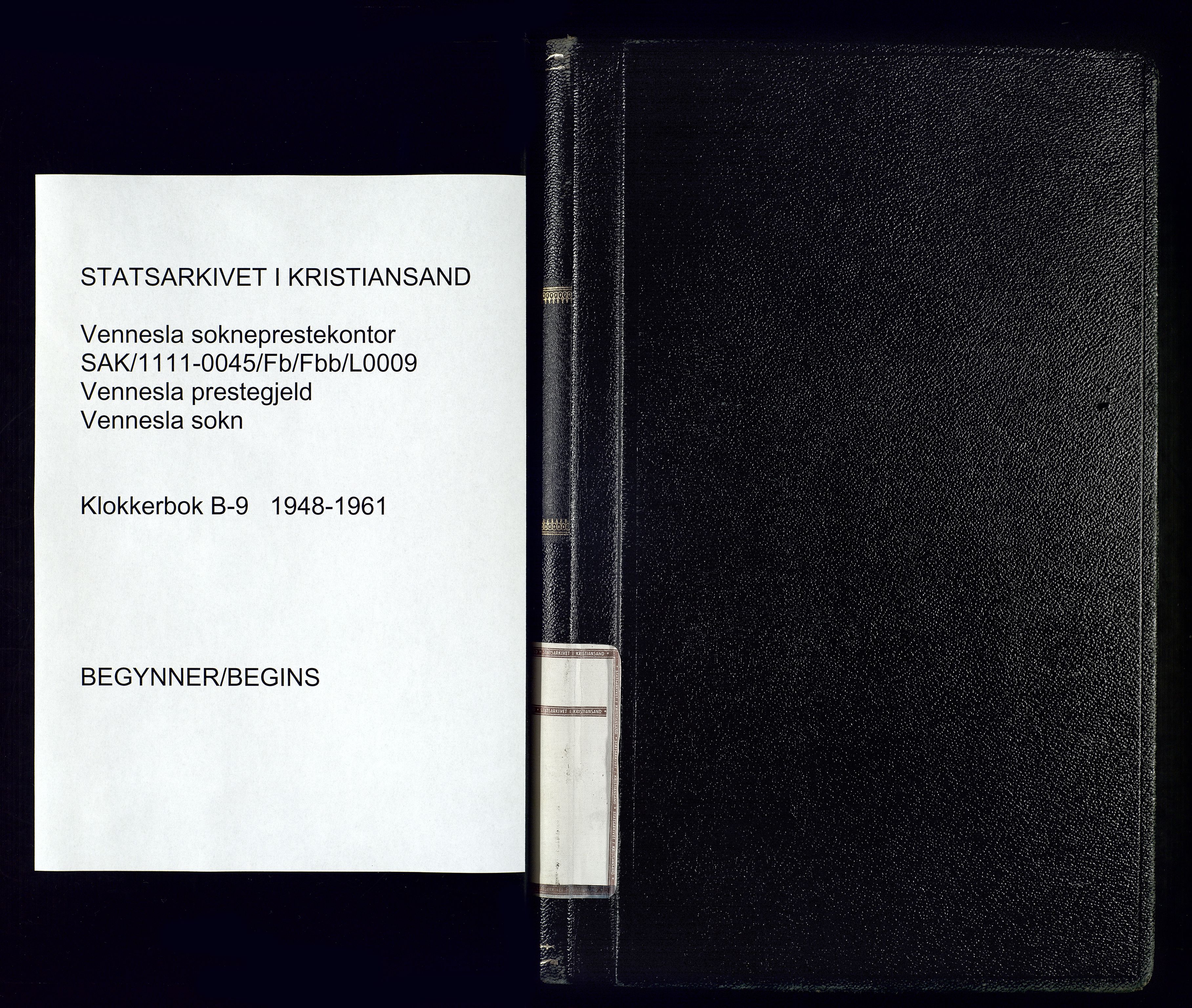 Vennesla sokneprestkontor, AV/SAK-1111-0045/Fb/Fbb/L0009: Parish register (copy) no. B-9, 1948-1961