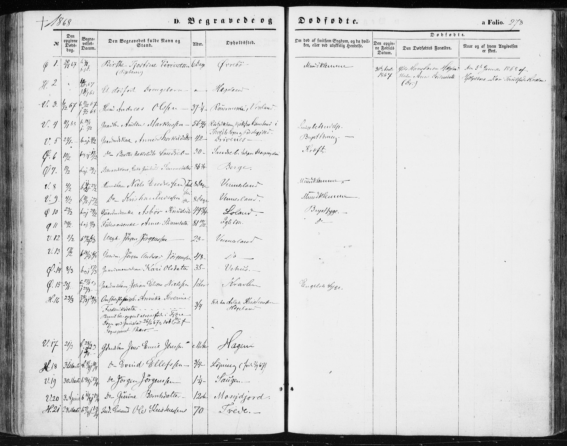 Vennesla sokneprestkontor, AV/SAK-1111-0045/Fa/Fac/L0007: Parish register (official) no. A 7, 1855-1873, p. 278