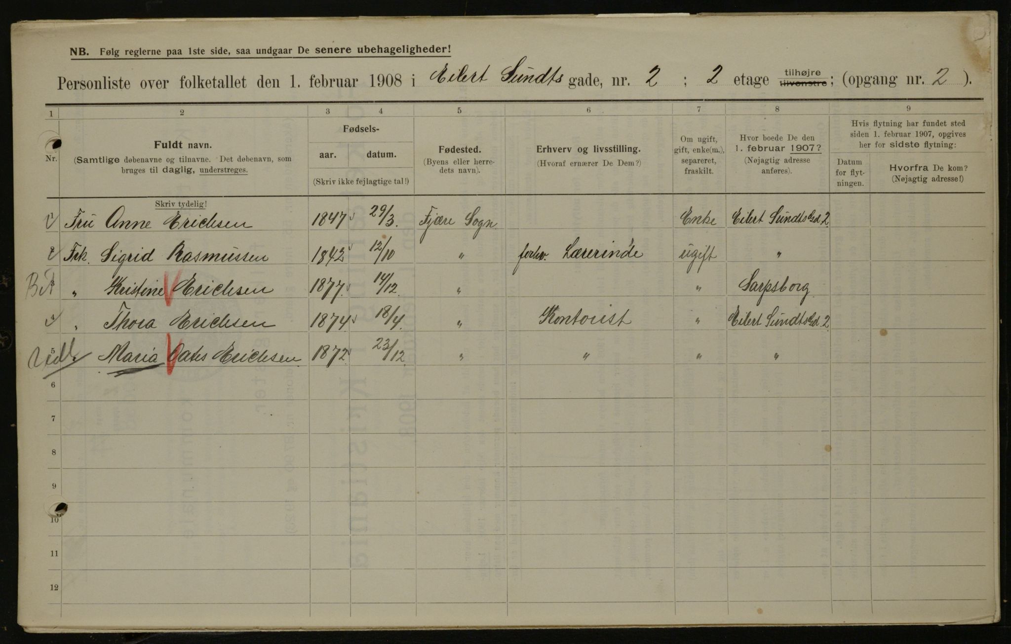 OBA, Municipal Census 1908 for Kristiania, 1908, p. 17343