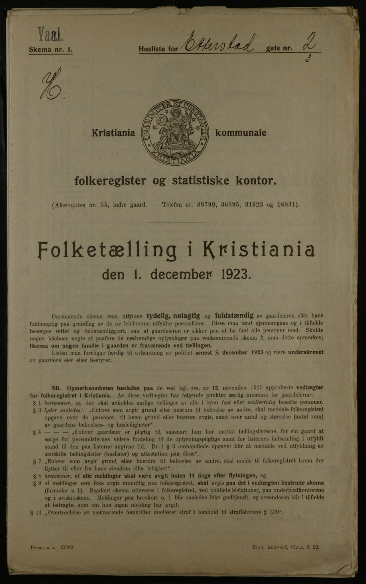 OBA, Municipal Census 1923 for Kristiania, 1923, p. 25249