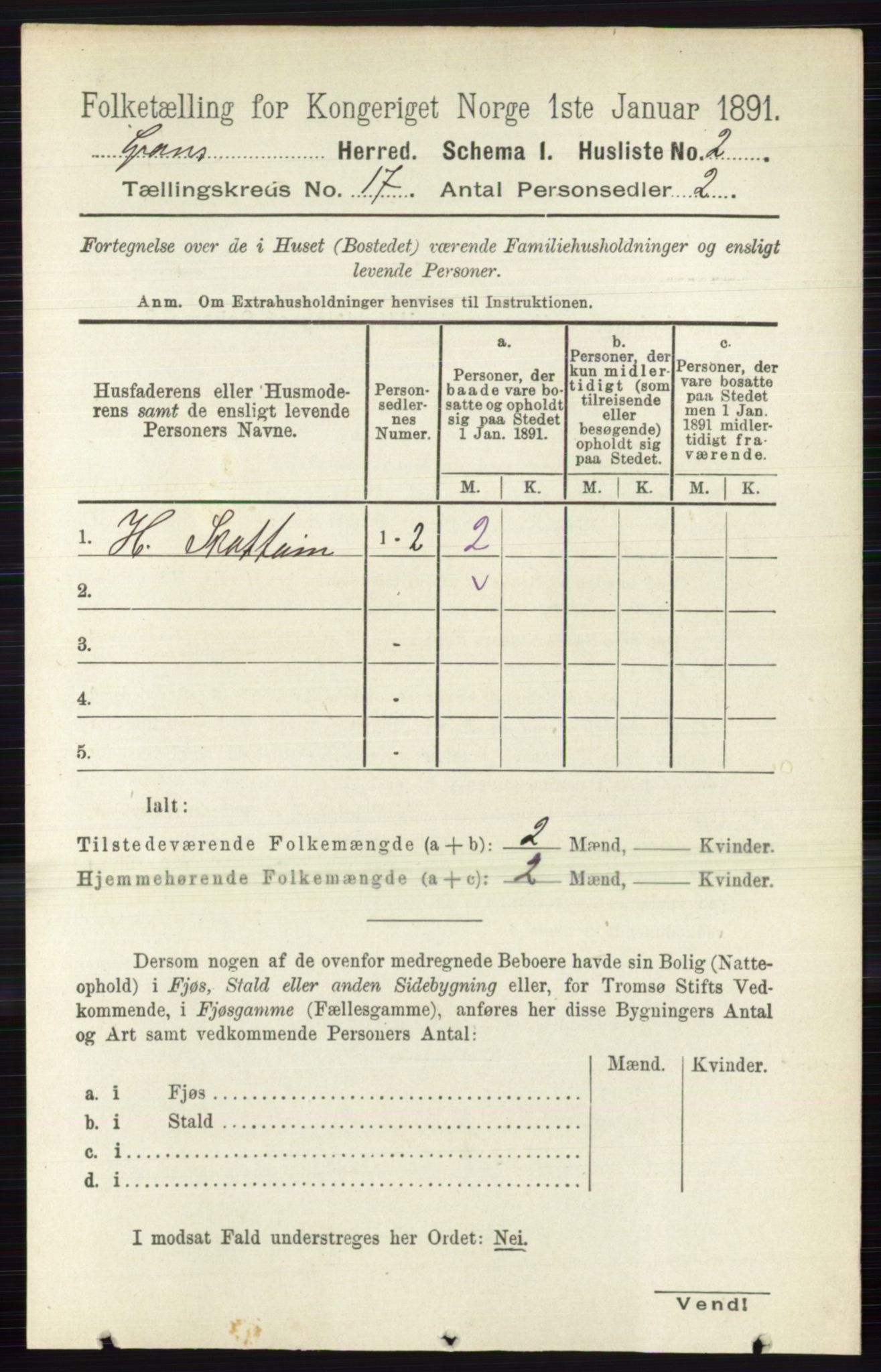 RA, 1891 census for 0534 Gran, 1891, p. 8604