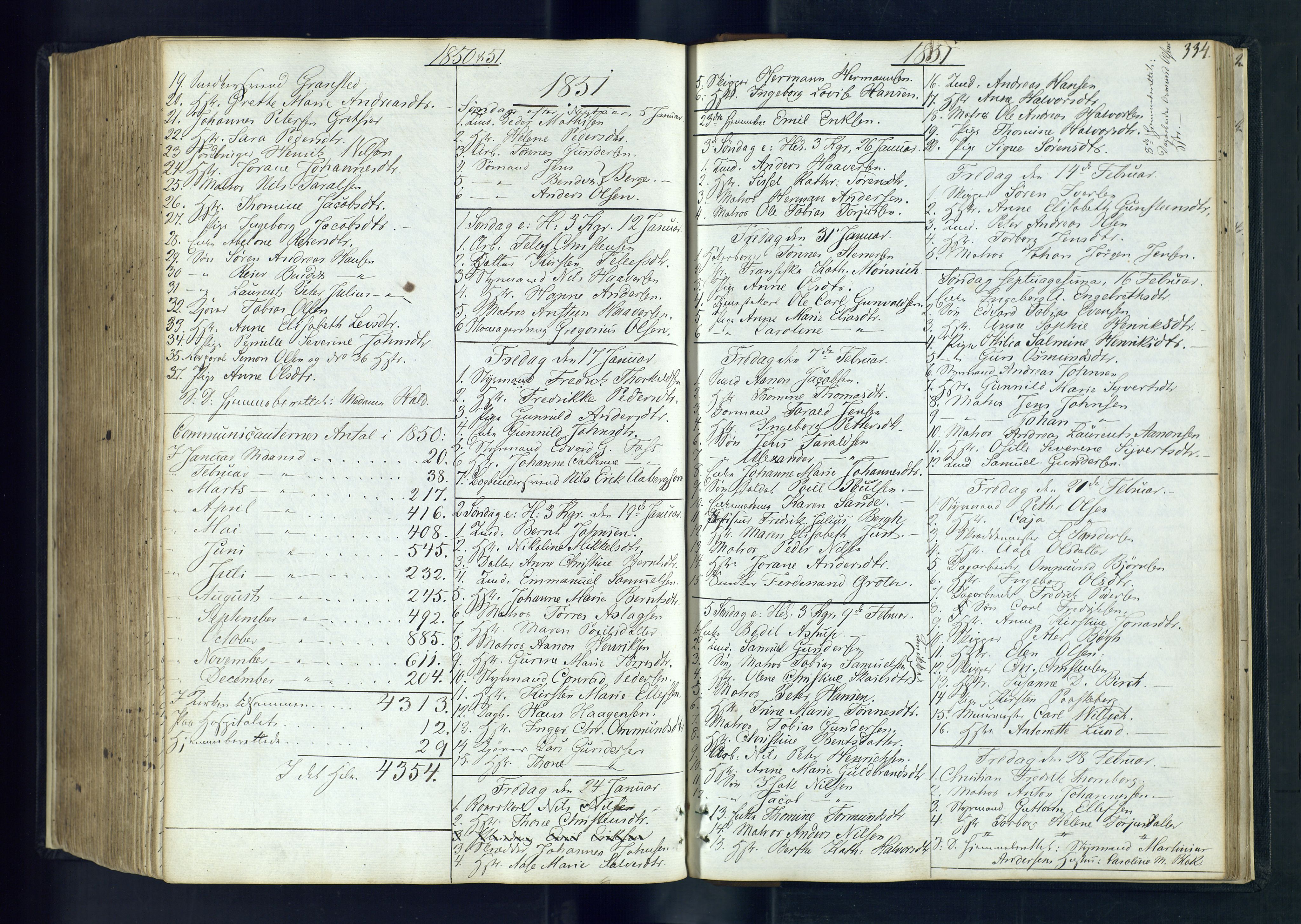 Kristiansand domprosti, SAK/1112-0006/F/Fc/L0003: Communicants register no. C 2, 1837-1853, p. 334