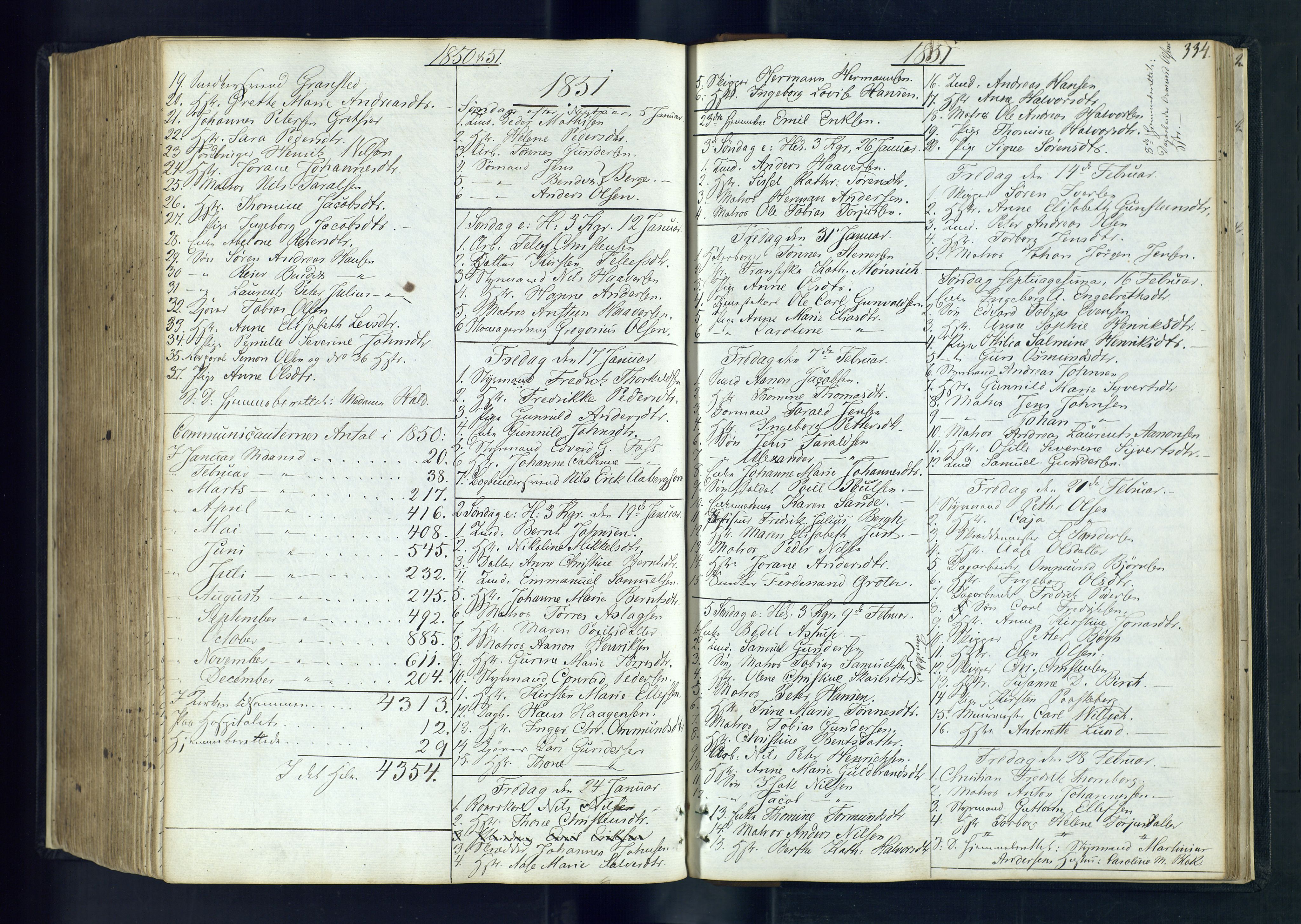Kristiansand domprosti, AV/SAK-1112-0006/F/Fc/L0003: Communicants register no. C 2, 1837-1853, p. 334