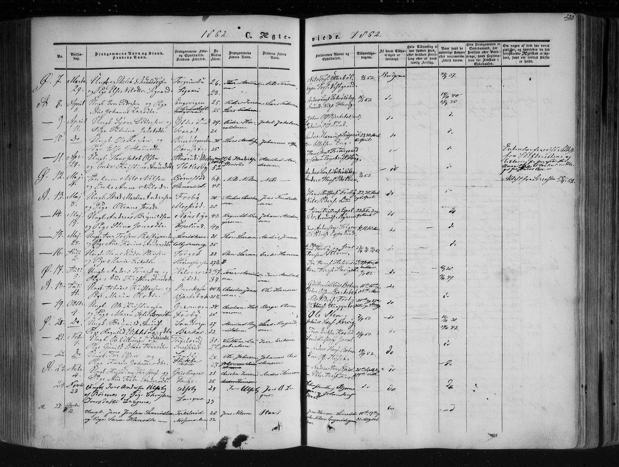 Aremark prestekontor Kirkebøker, AV/SAO-A-10899/F/Fc/L0003: Parish register (official) no. III 3, 1850-1865, p. 223