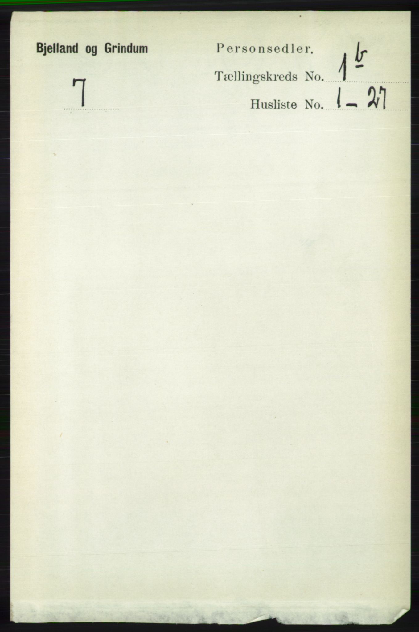 RA, 1891 census for 1024 Bjelland og Grindheim, 1891, p. 774