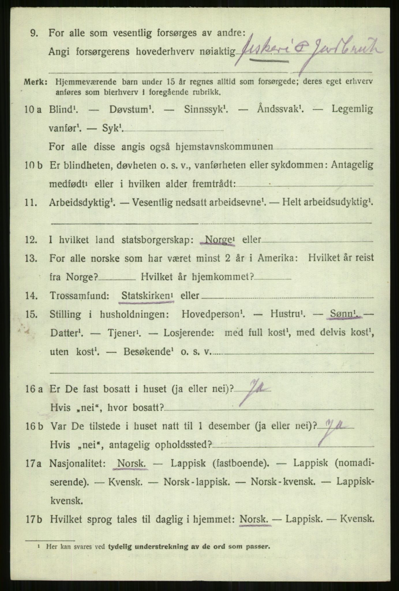 SATØ, 1920 census for Lyngen, 1920, p. 10382