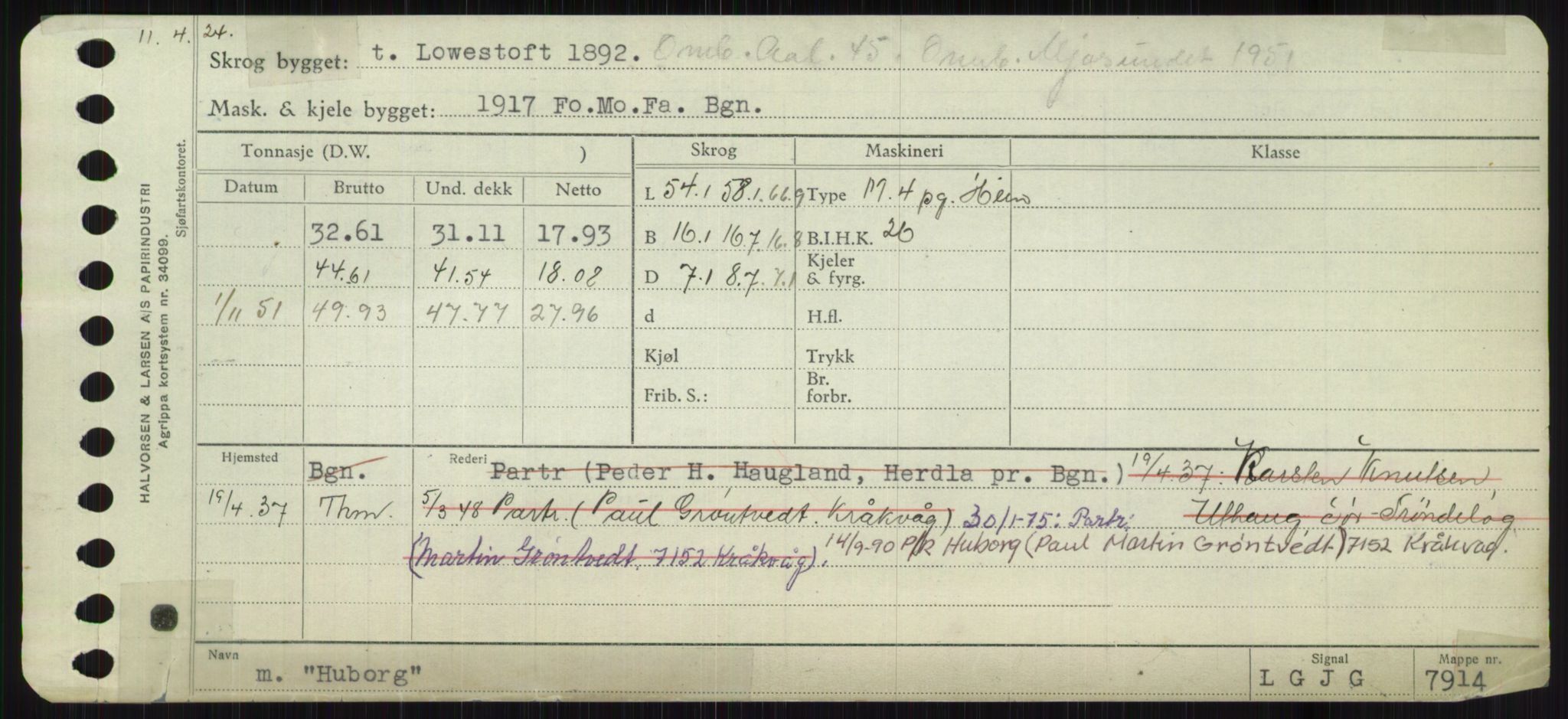 Sjøfartsdirektoratet med forløpere, Skipsmålingen, RA/S-1627/H/Ha/L0003/0001: Fartøy, Hilm-Mar / Fartøy, Hilm-Kol, p. 109