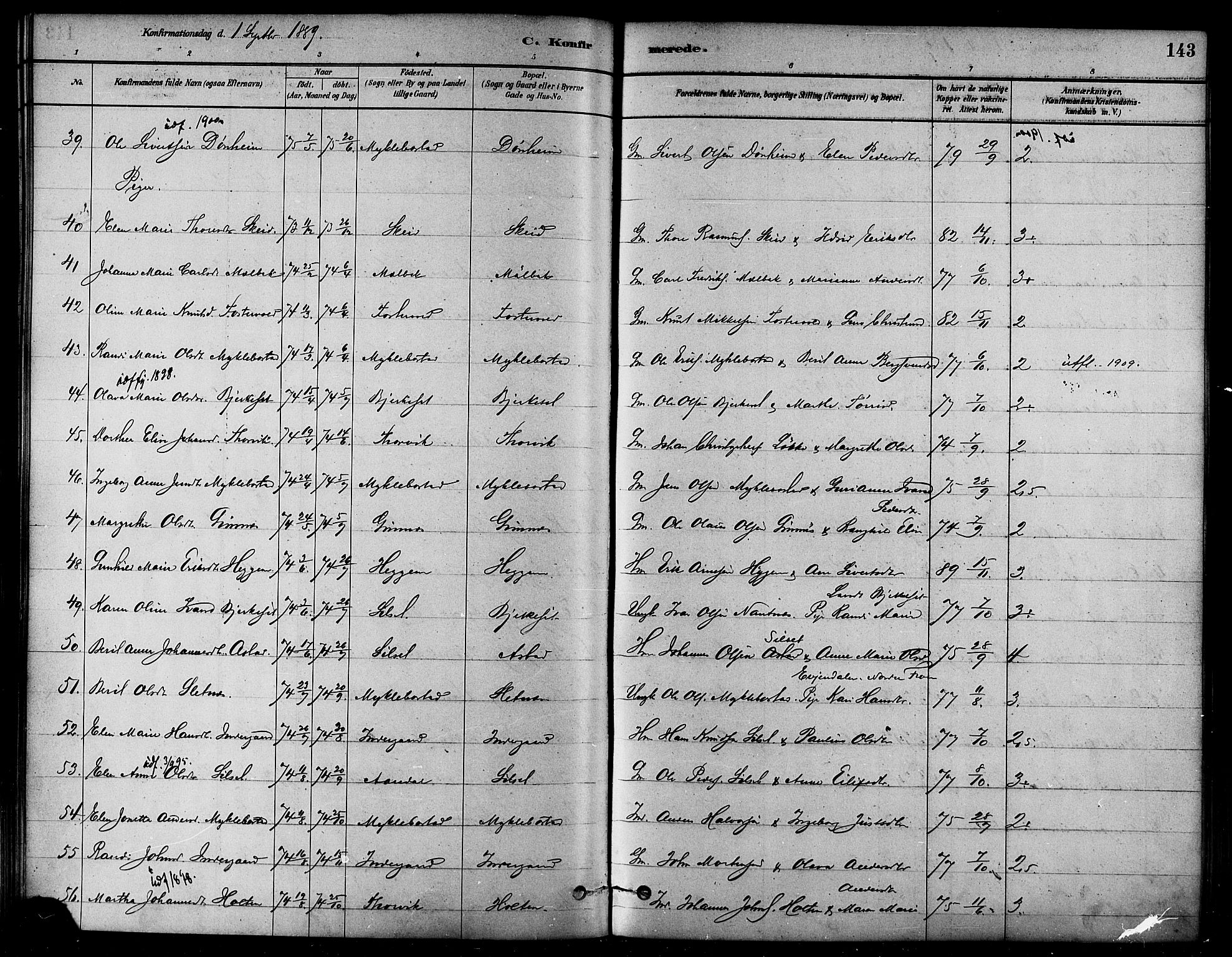 Ministerialprotokoller, klokkerbøker og fødselsregistre - Møre og Romsdal, AV/SAT-A-1454/584/L0967: Parish register (official) no. 584A07, 1879-1894, p. 143