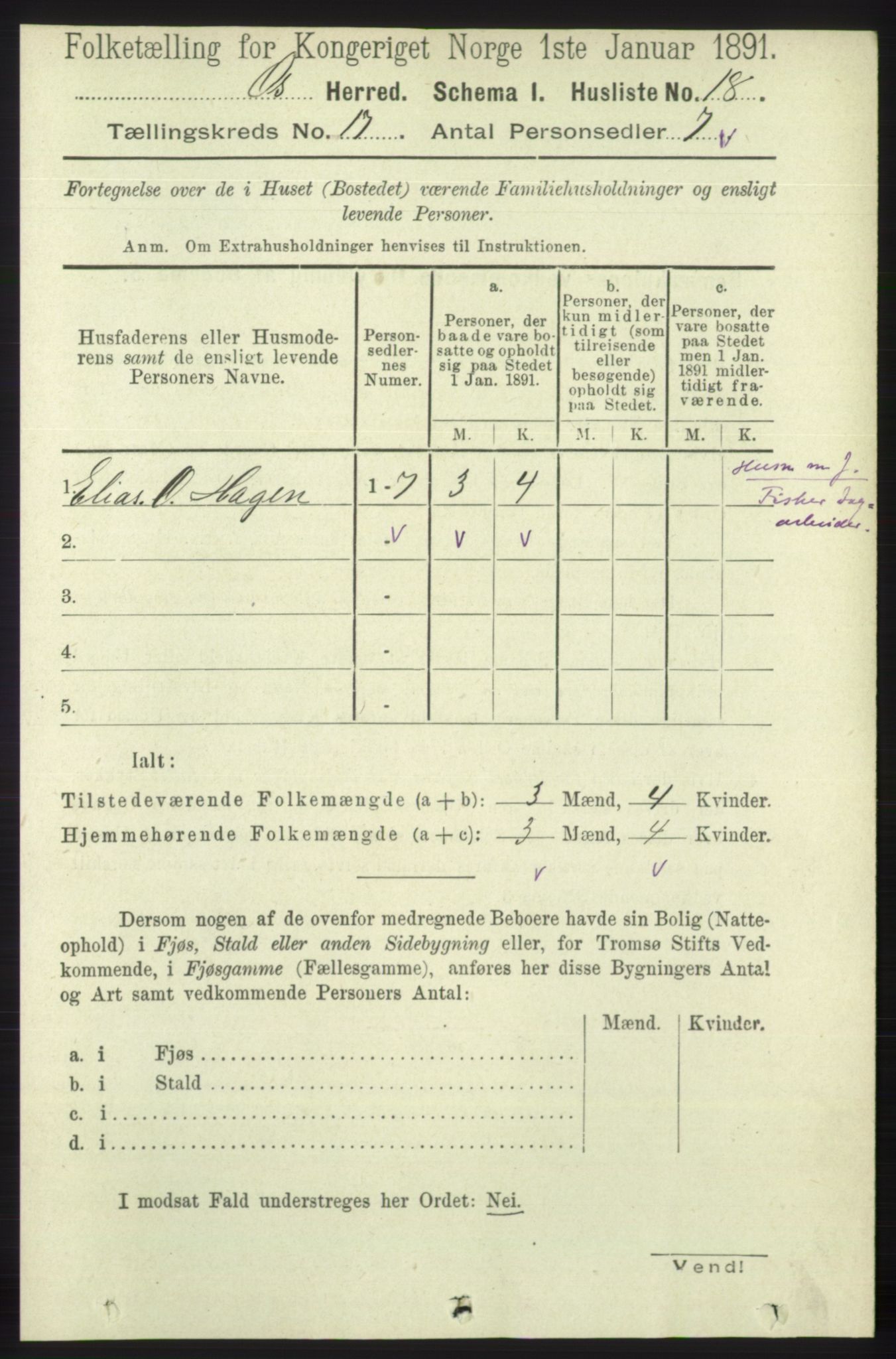 RA, 1891 census for 1243 Os, 1891, p. 3714