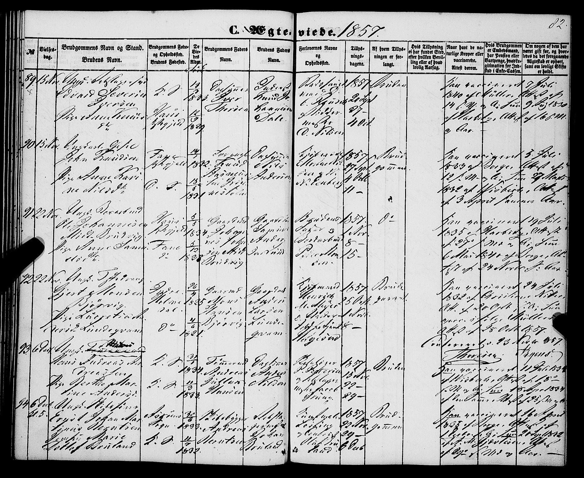 Korskirken sokneprestembete, SAB/A-76101/H/Haa/L0035: Parish register (official) no. D 2, 1852-1867, p. 82