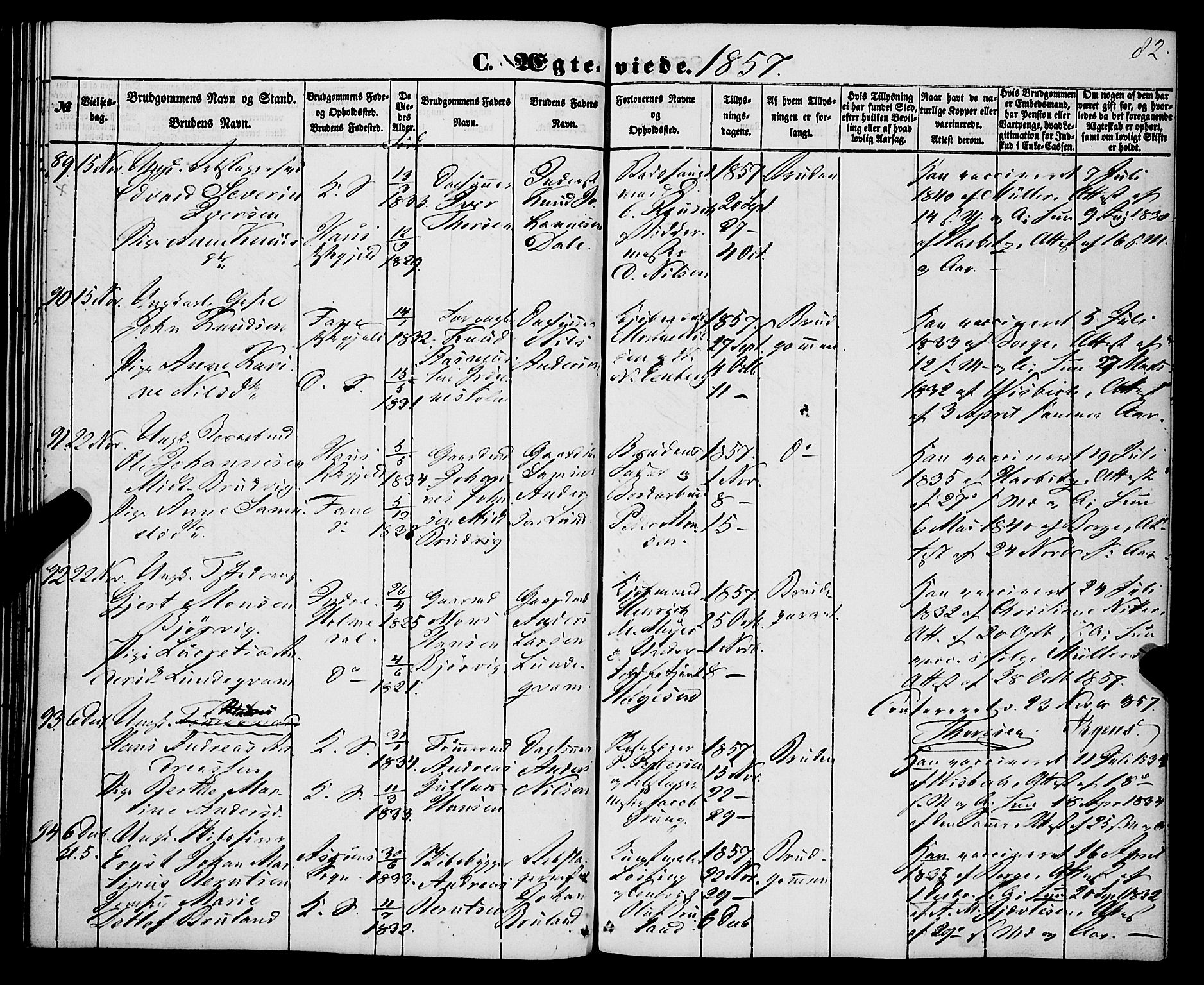 Korskirken sokneprestembete, AV/SAB-A-76101/H/Haa/L0035: Parish register (official) no. D 2, 1852-1867, p. 82