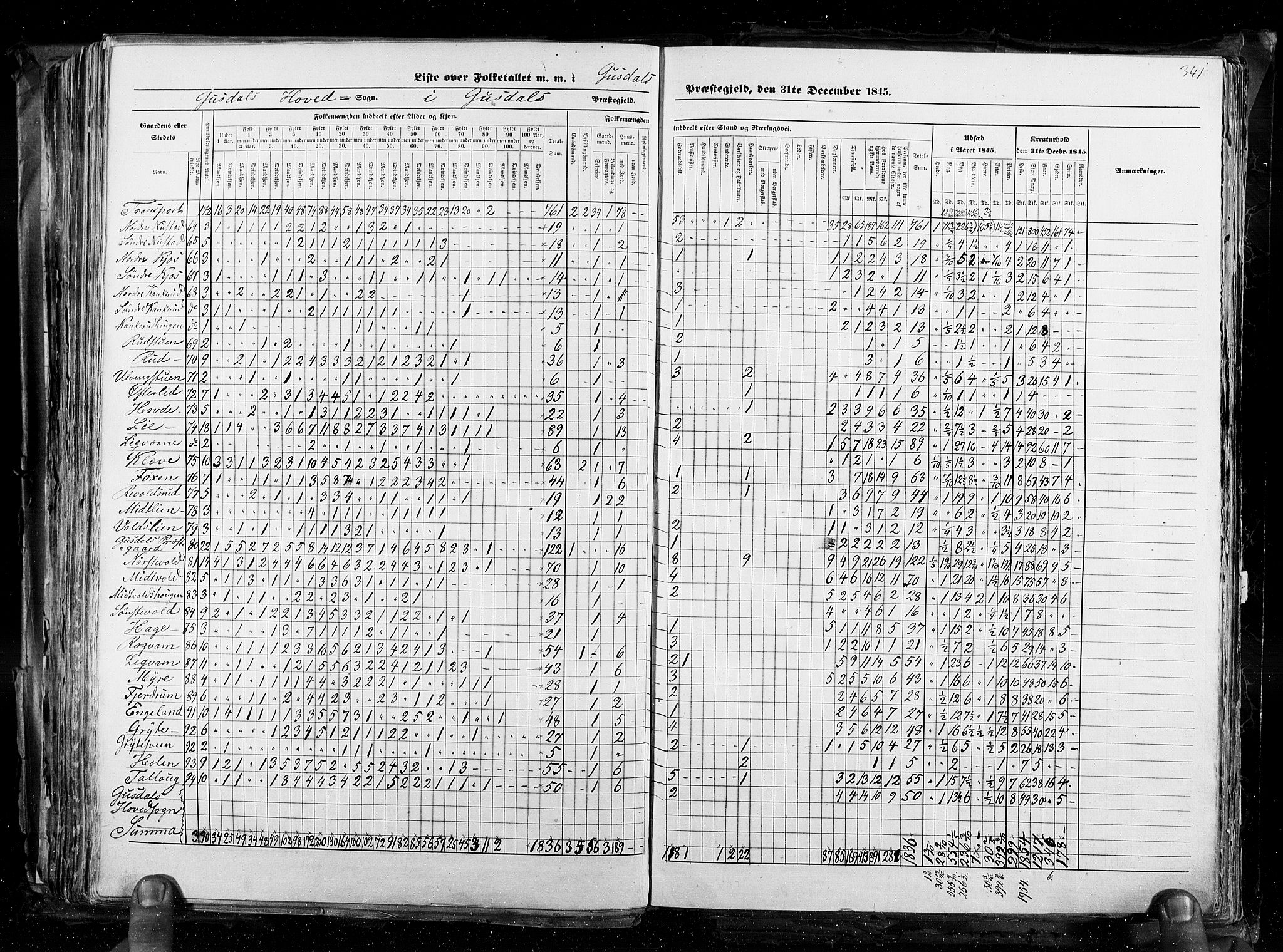 RA, Census 1845, vol. 3: Hedemarken amt og Kristians amt, 1845, p. 341