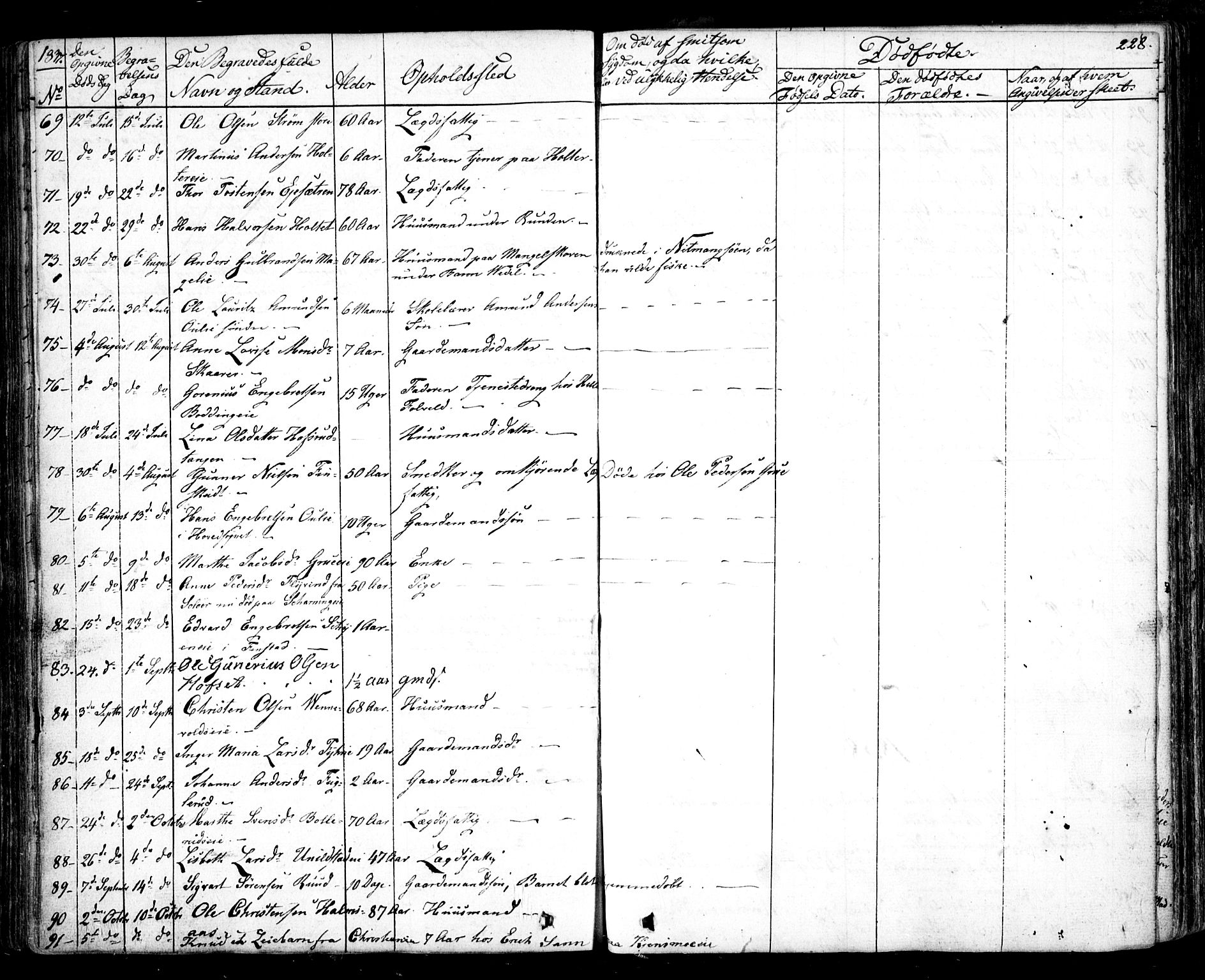 Nes prestekontor Kirkebøker, AV/SAO-A-10410/F/Fa/L0006: Parish register (official) no. I 6, 1833-1845, p. 228