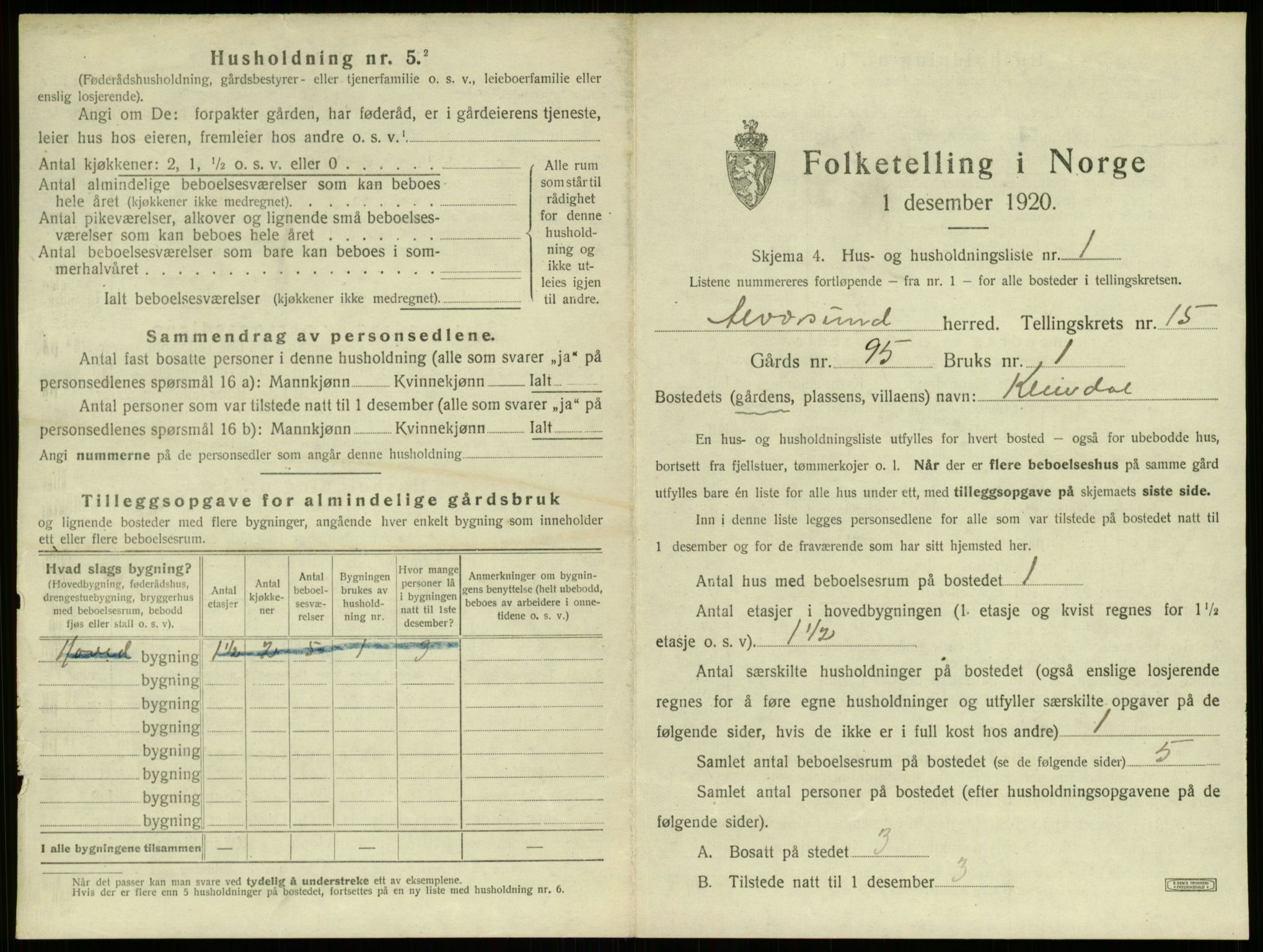 SAB, 1920 census for Alversund, 1920, p. 1106