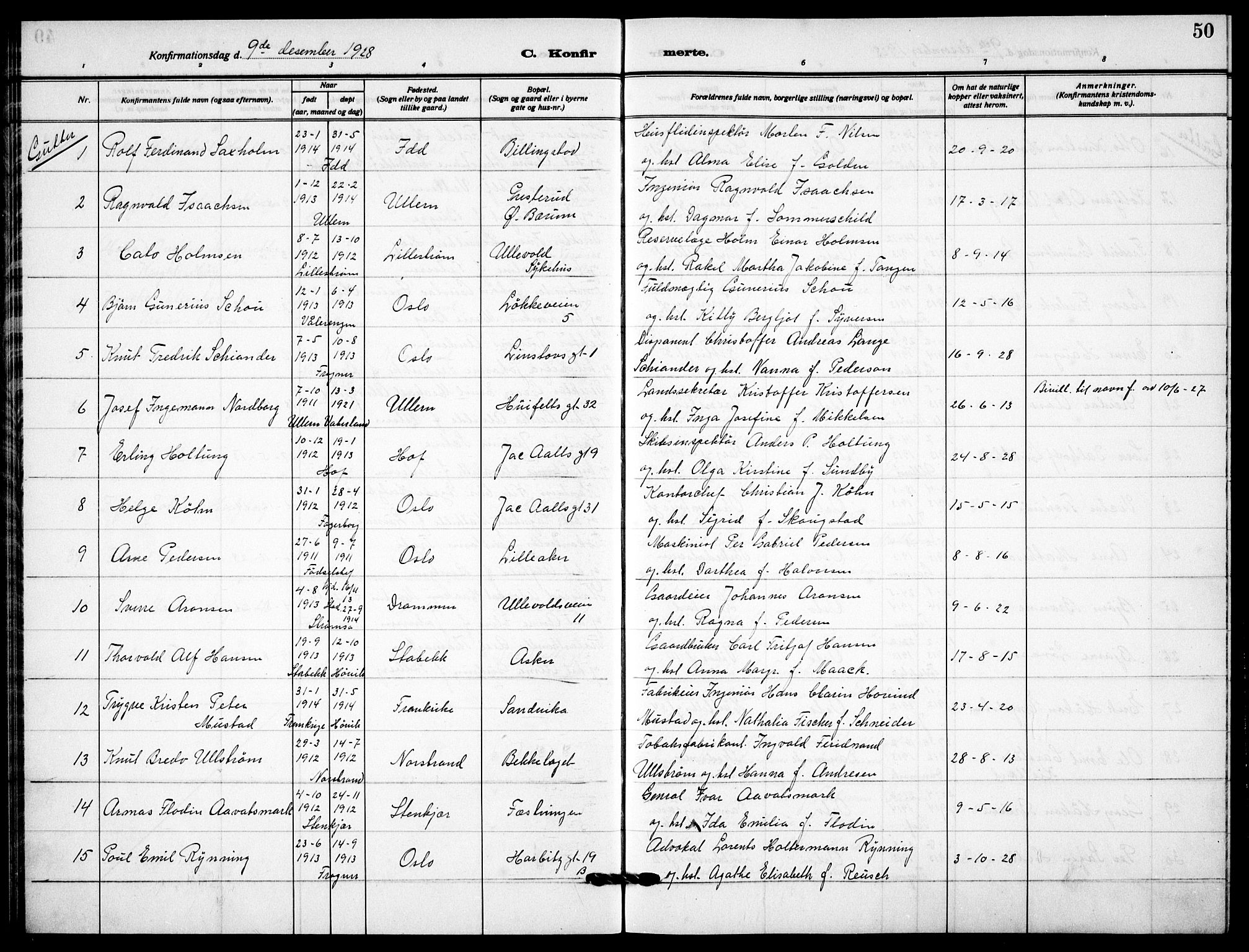 Garnisonsmenigheten Kirkebøker, AV/SAO-A-10846/F/Fa/L0017: Parish register (official) no. 17, 1926-1937, p. 50