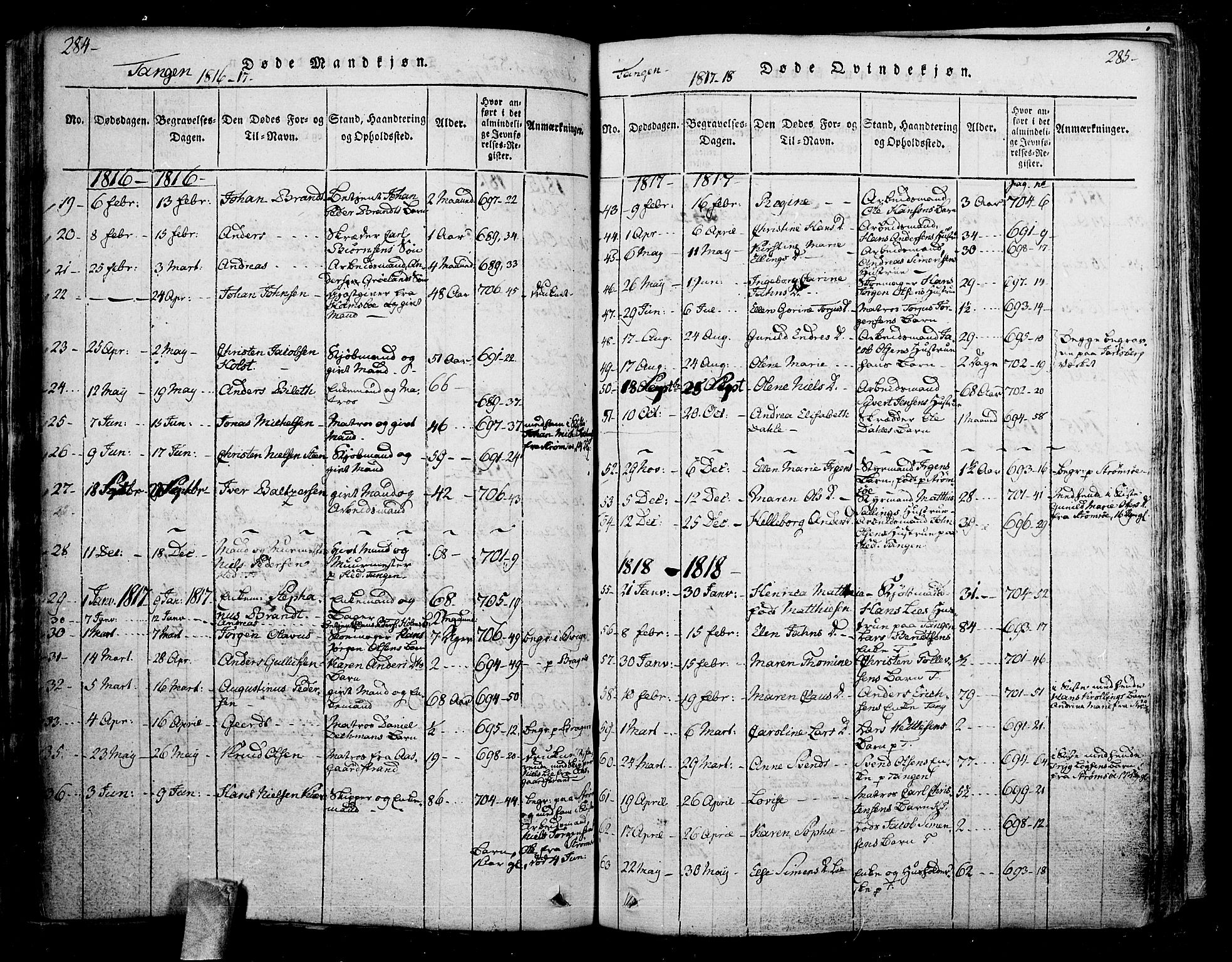 Skoger kirkebøker, AV/SAKO-A-59/F/Fa/L0002: Parish register (official) no. I 2 /2, 1814-1842, p. 284-285