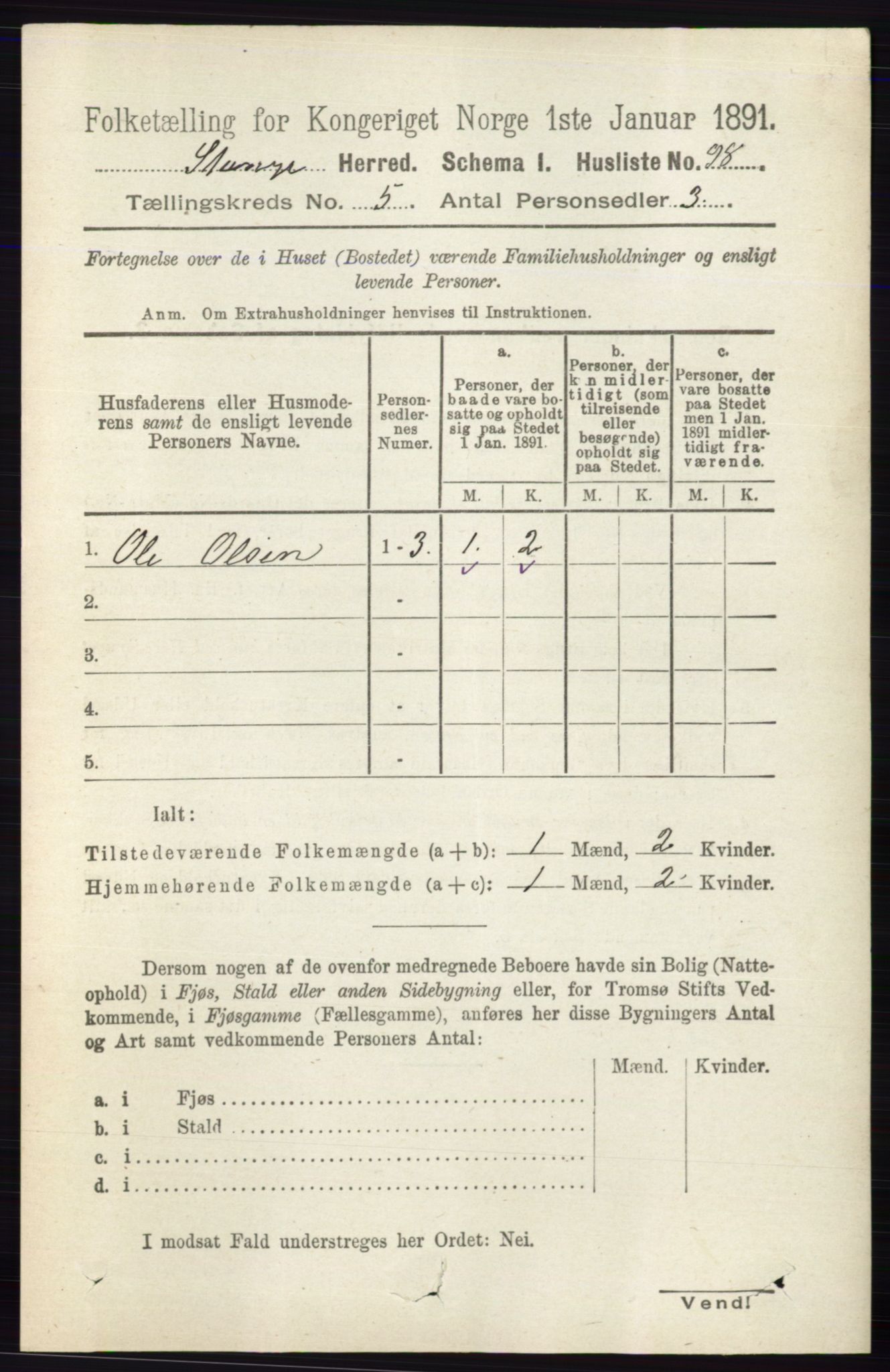 RA, 1891 census for 0417 Stange, 1891, p. 3091