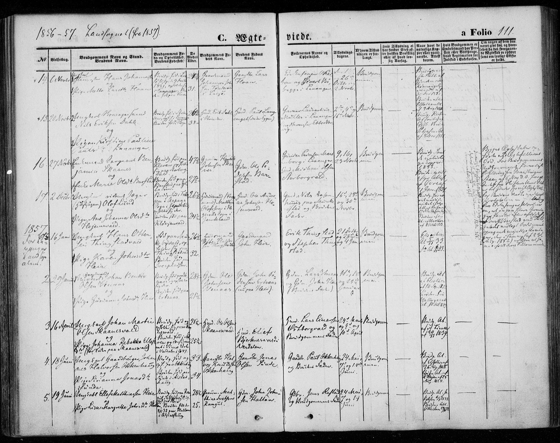 Ministerialprotokoller, klokkerbøker og fødselsregistre - Nord-Trøndelag, AV/SAT-A-1458/720/L0184: Parish register (official) no. 720A02 /1, 1855-1863, p. 111