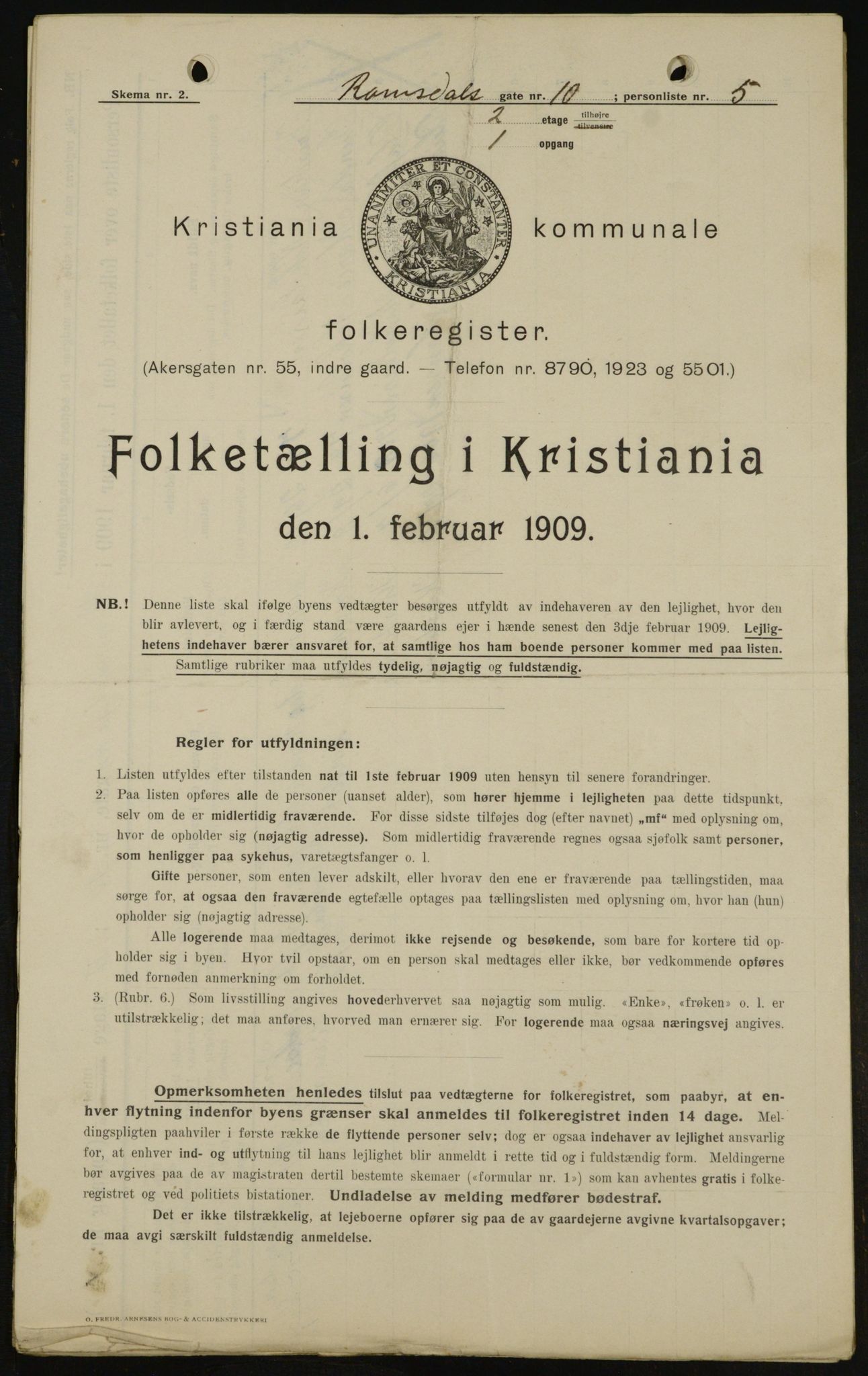 OBA, Municipal Census 1909 for Kristiania, 1909, p. 75563