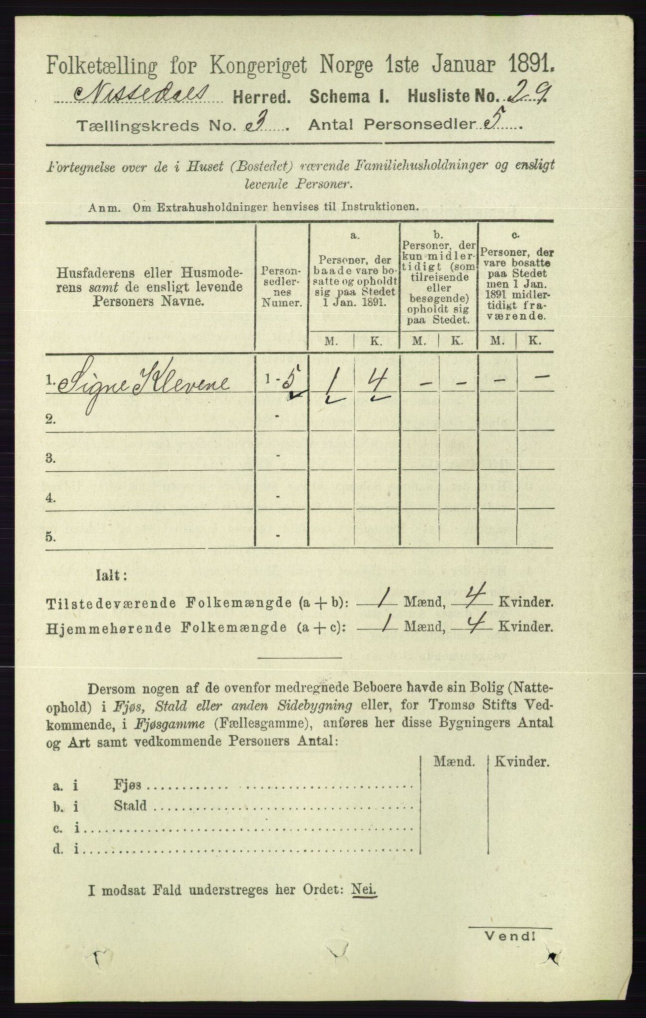 RA, 1891 census for 0830 Nissedal, 1891, p. 625