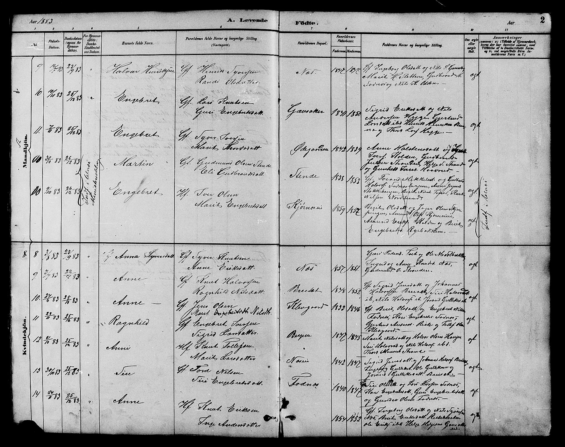 Nord-Aurdal prestekontor, SAH/PREST-132/H/Ha/Hab/L0007: Parish register (copy) no. 7, 1883-1910, p. 2