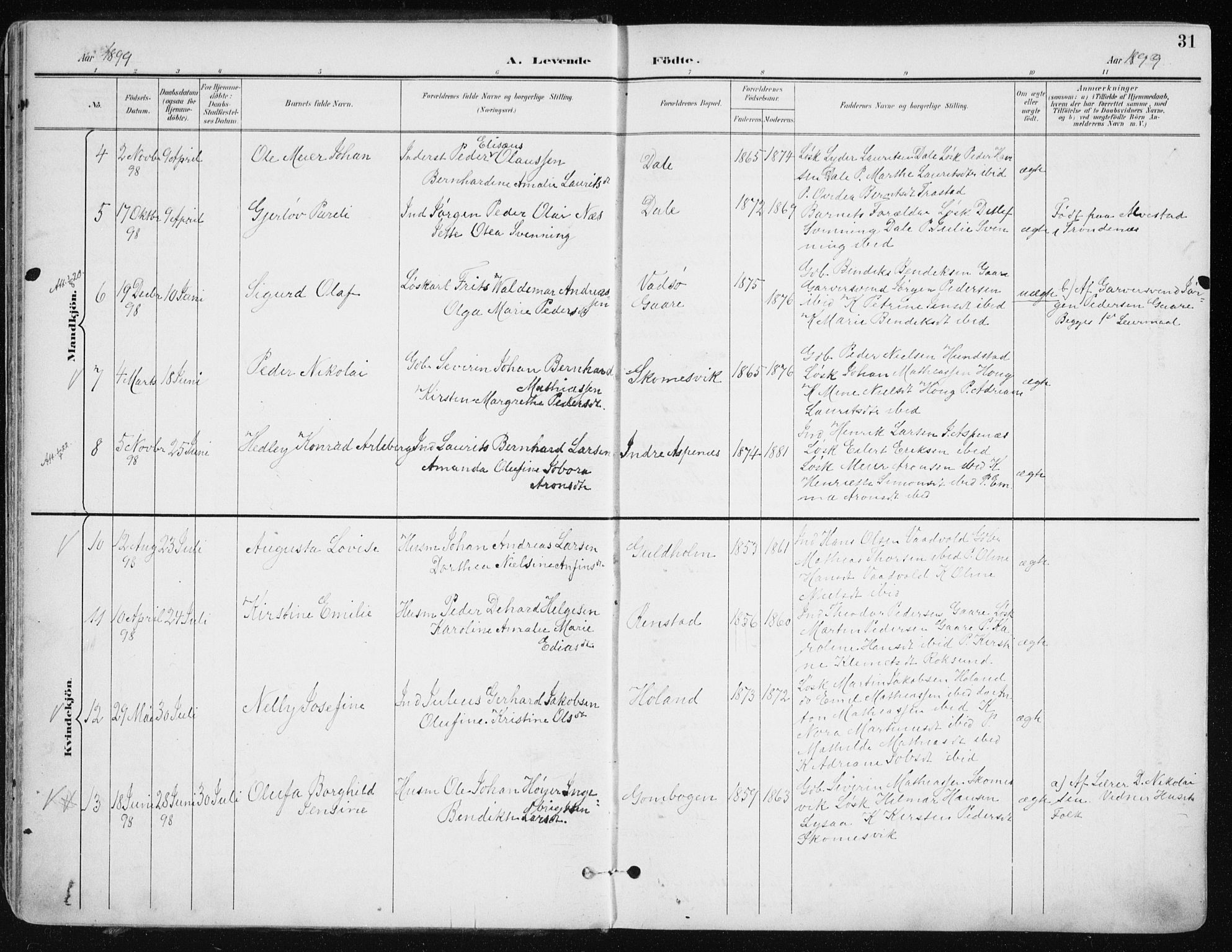 Kvæfjord sokneprestkontor, SATØ/S-1323/G/Ga/Gaa/L0006kirke: Parish register (official) no. 6, 1895-1914, p. 31