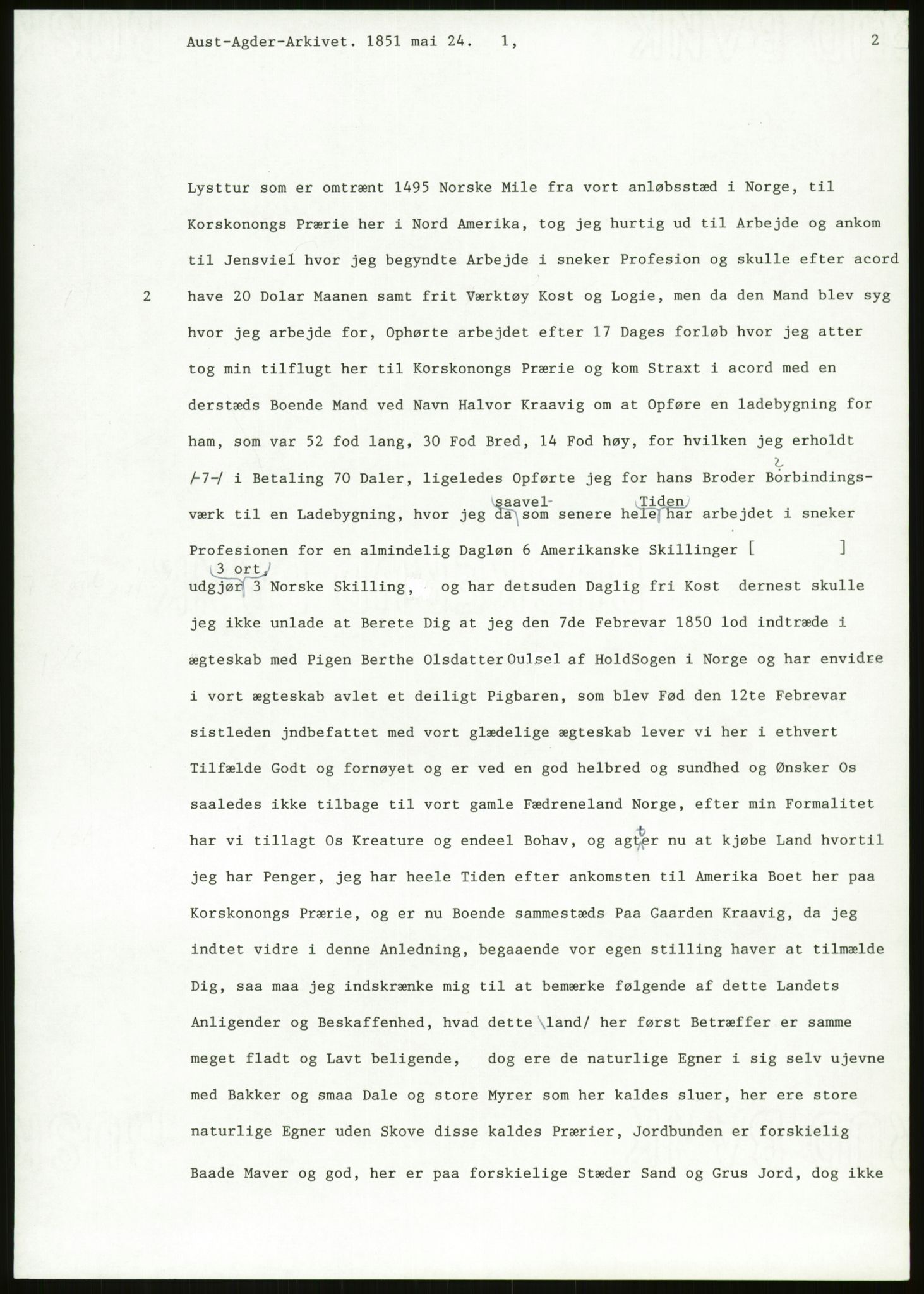 Samlinger til kildeutgivelse, Amerikabrevene, AV/RA-EA-4057/F/L0026: Innlån fra Aust-Agder: Aust-Agder-Arkivet - Erickson, 1838-1914, p. 7