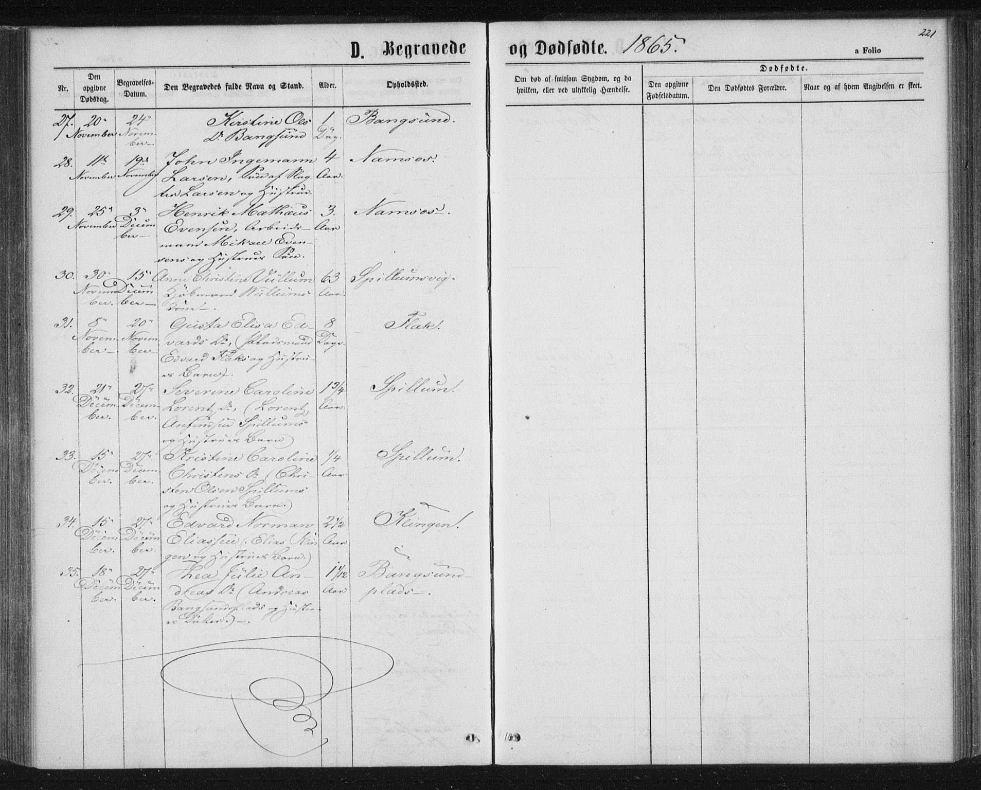 Ministerialprotokoller, klokkerbøker og fødselsregistre - Nord-Trøndelag, AV/SAT-A-1458/768/L0570: Parish register (official) no. 768A05, 1865-1874, p. 221