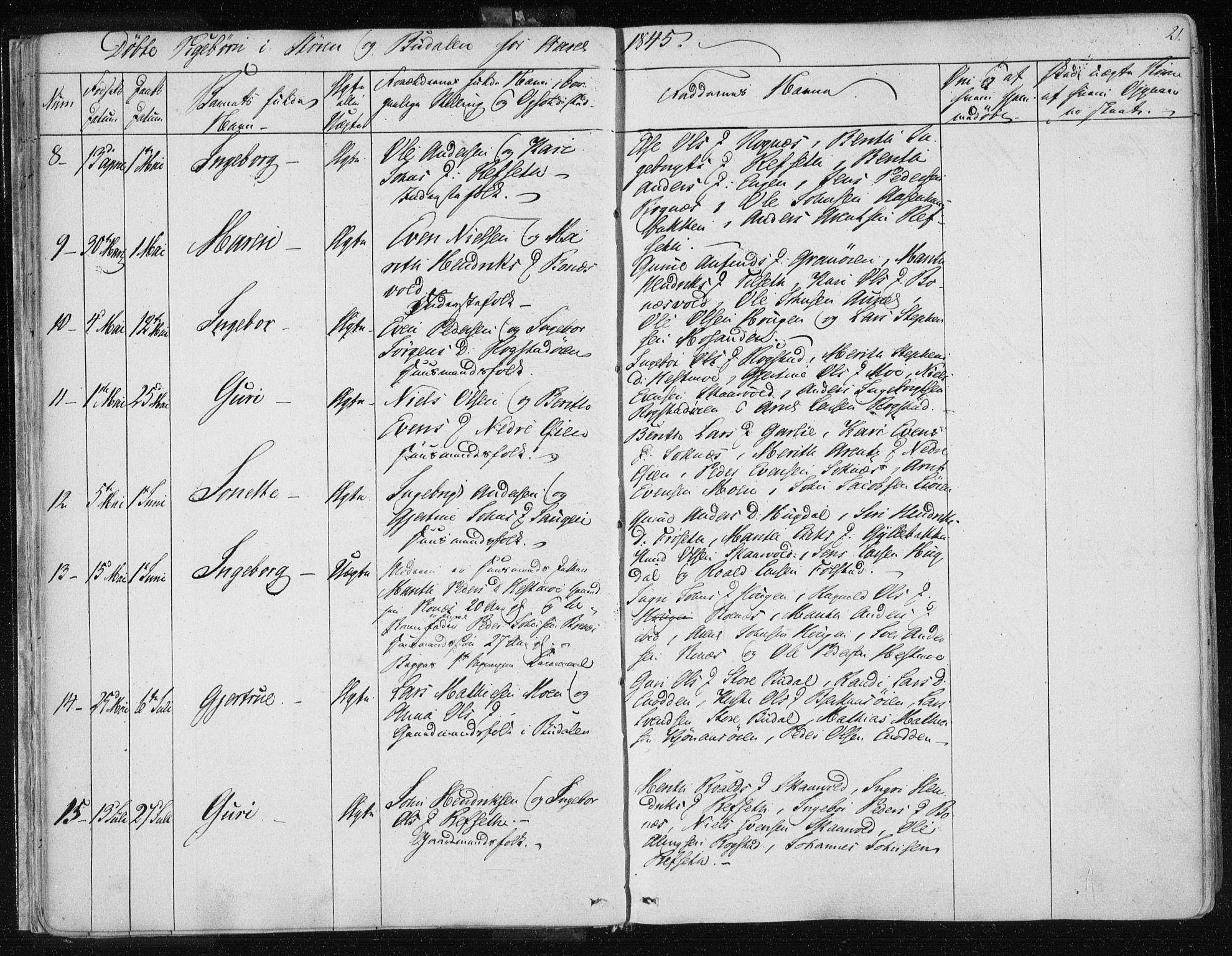 Ministerialprotokoller, klokkerbøker og fødselsregistre - Sør-Trøndelag, AV/SAT-A-1456/687/L0997: Parish register (official) no. 687A05 /1, 1843-1848, p. 21