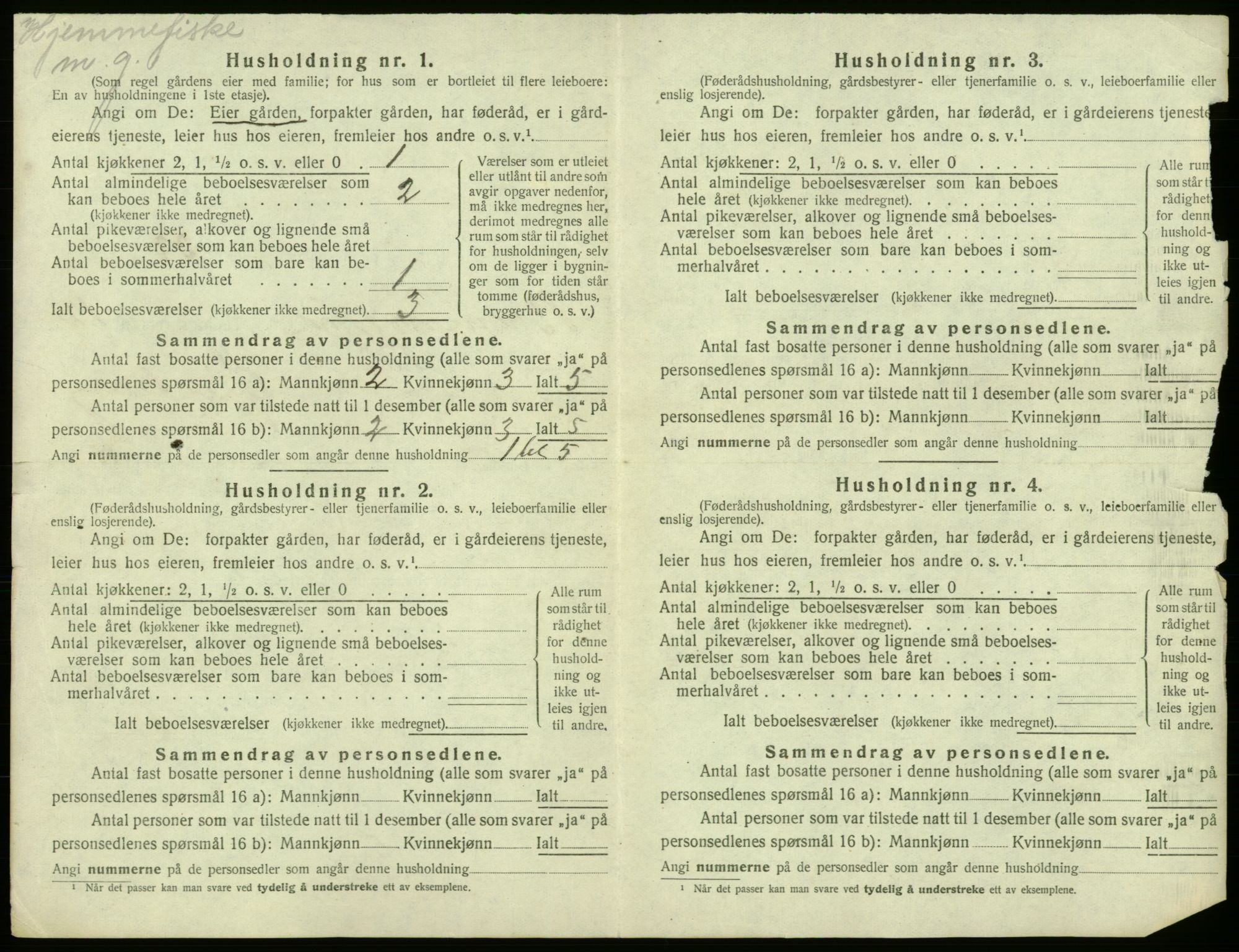 SAB, 1920 census for Bremnes, 1920, p. 1089