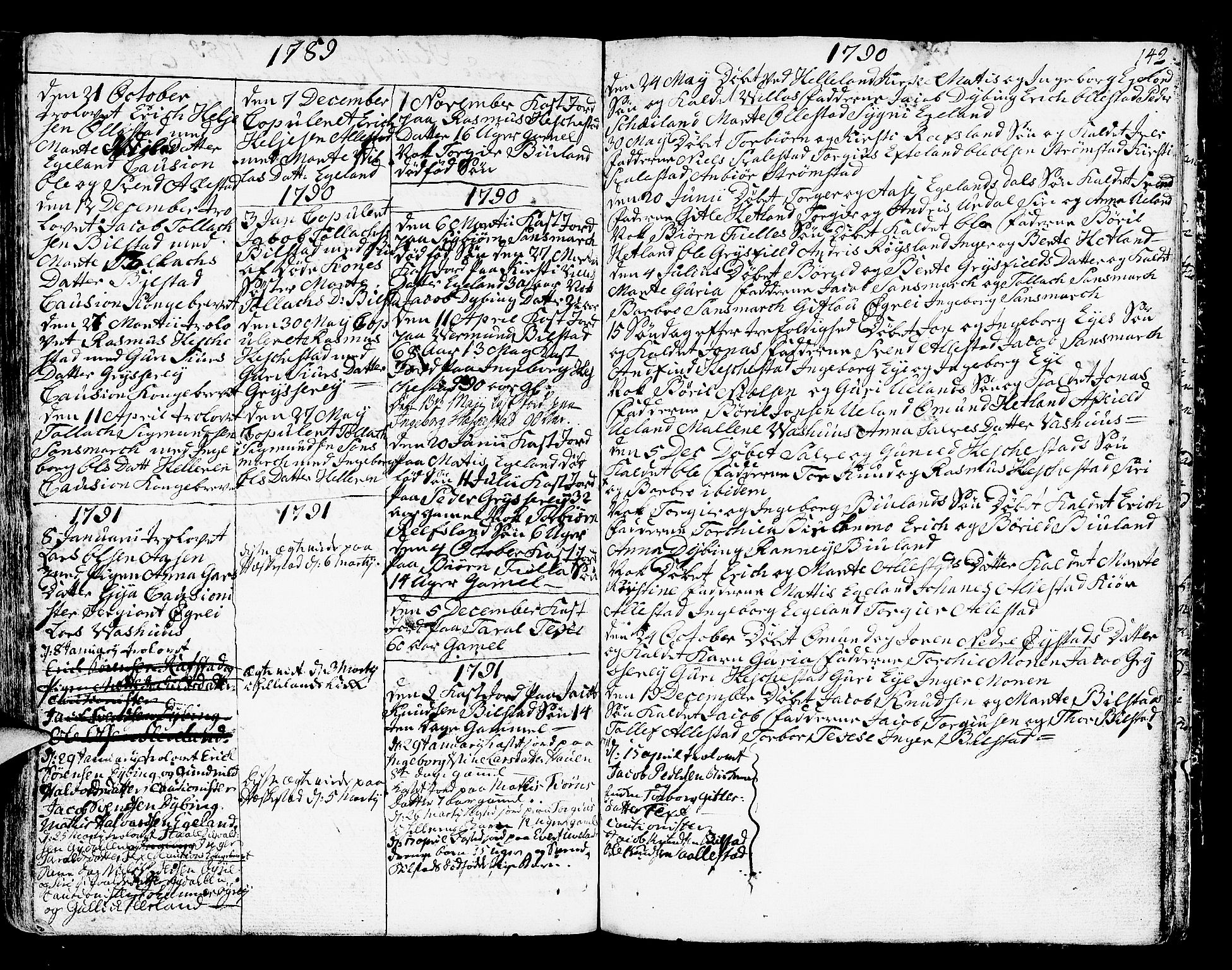Helleland sokneprestkontor, SAST/A-101810: Parish register (official) no. A 2 /3, 1762-1791, p. 142
