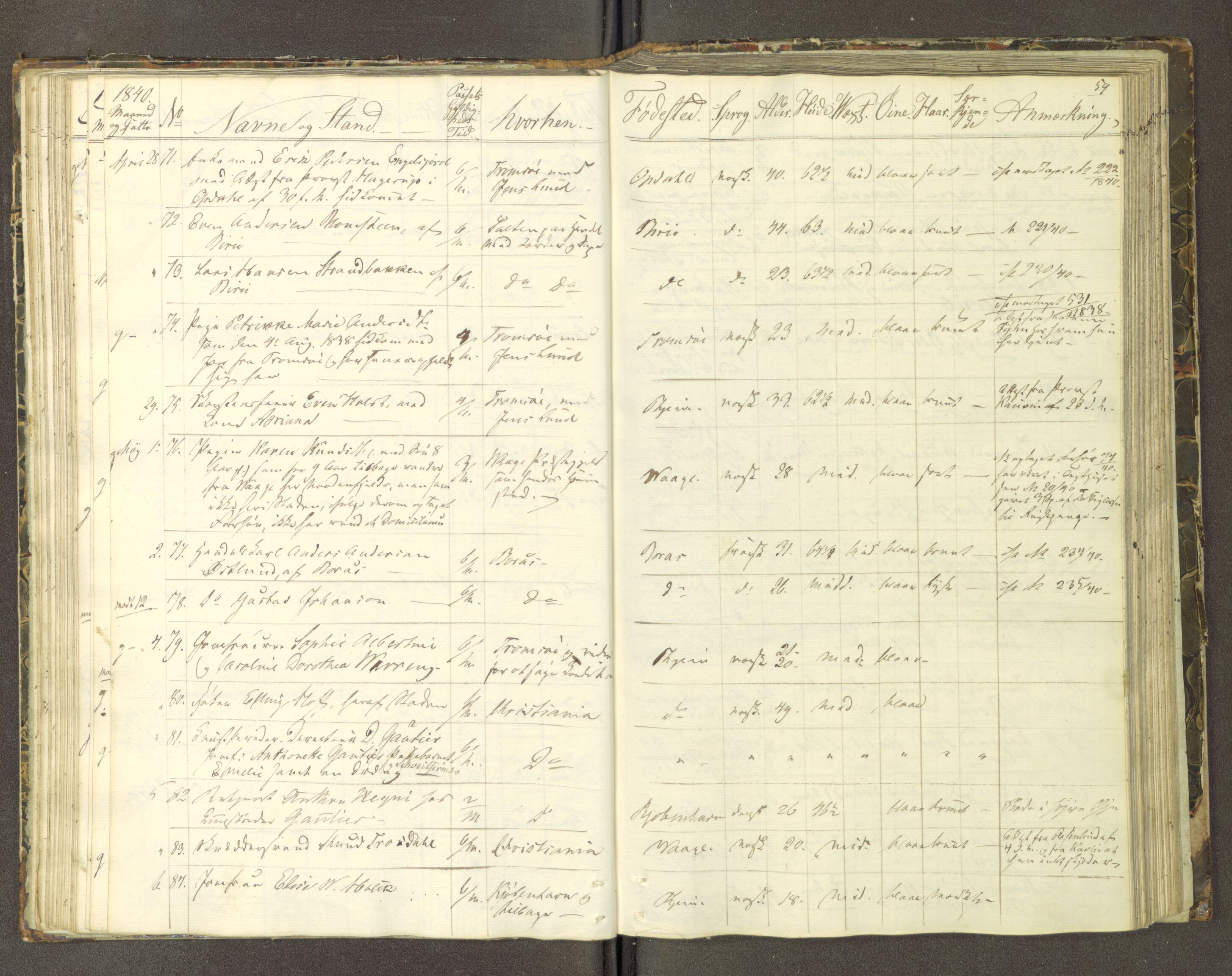 Trondheim politikammer, AV/SAT-A-1887/1/30/L0007: Passprotokoll. Første del:utstedtete pass. Andre del :innleverte/fornyede, 1837-1840, p. 58b-59a