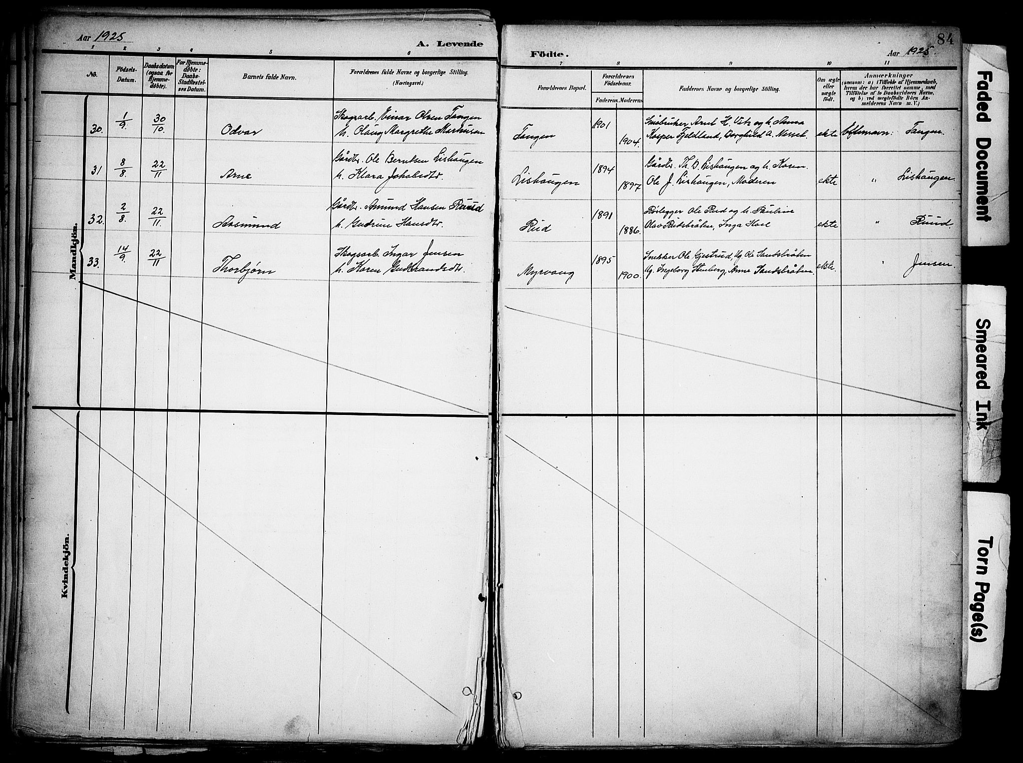 Nord-Odal prestekontor, SAH/PREST-032/H/Ha/Haa/L0007: Parish register (official) no. 7, 1902-1926, p. 84