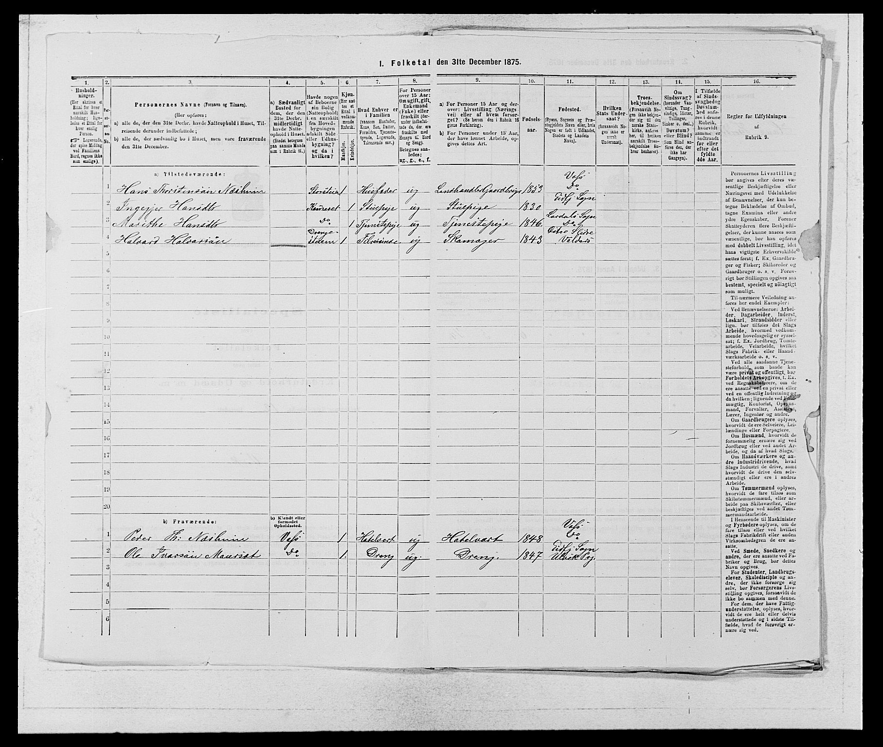 SAB, 1875 census for 1233P Ulvik, 1875, p. 1134