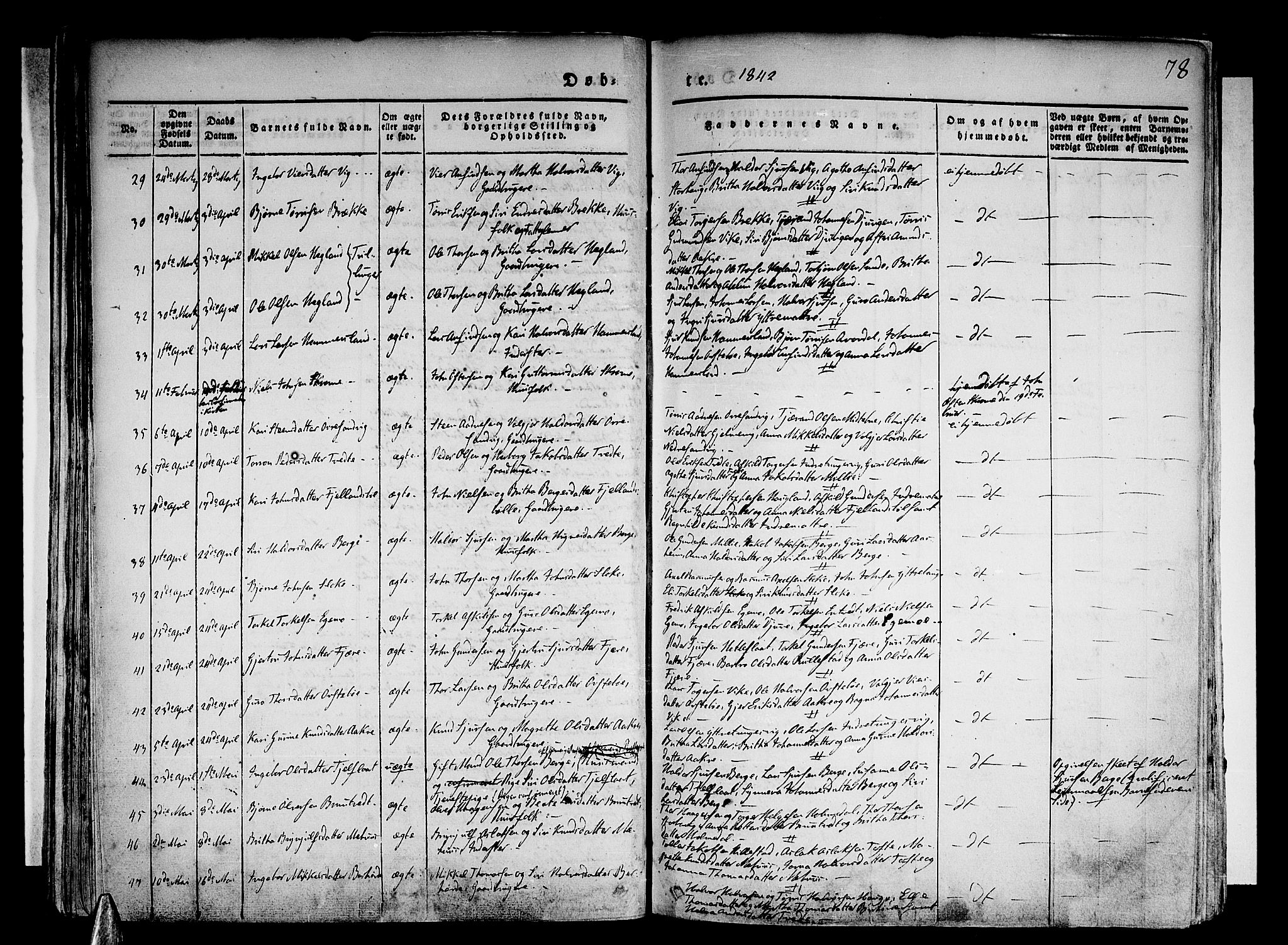 Skånevik sokneprestembete, AV/SAB-A-77801/H/Haa: Parish register (official) no. A 4, 1828-1848, p. 78