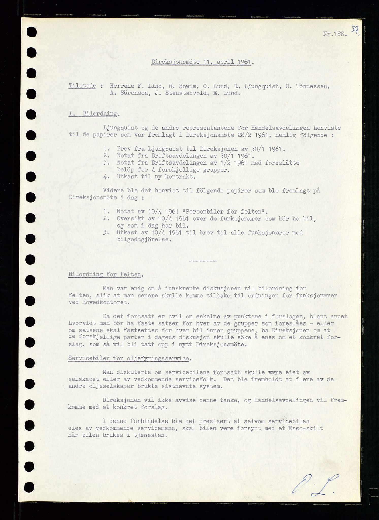 Pa 0982 - Esso Norge A/S, AV/SAST-A-100448/A/Aa/L0001/0002: Den administrerende direksjon Board minutes (styrereferater) / Den administrerende direksjon Board minutes (styrereferater), 1960-1961, p. 106