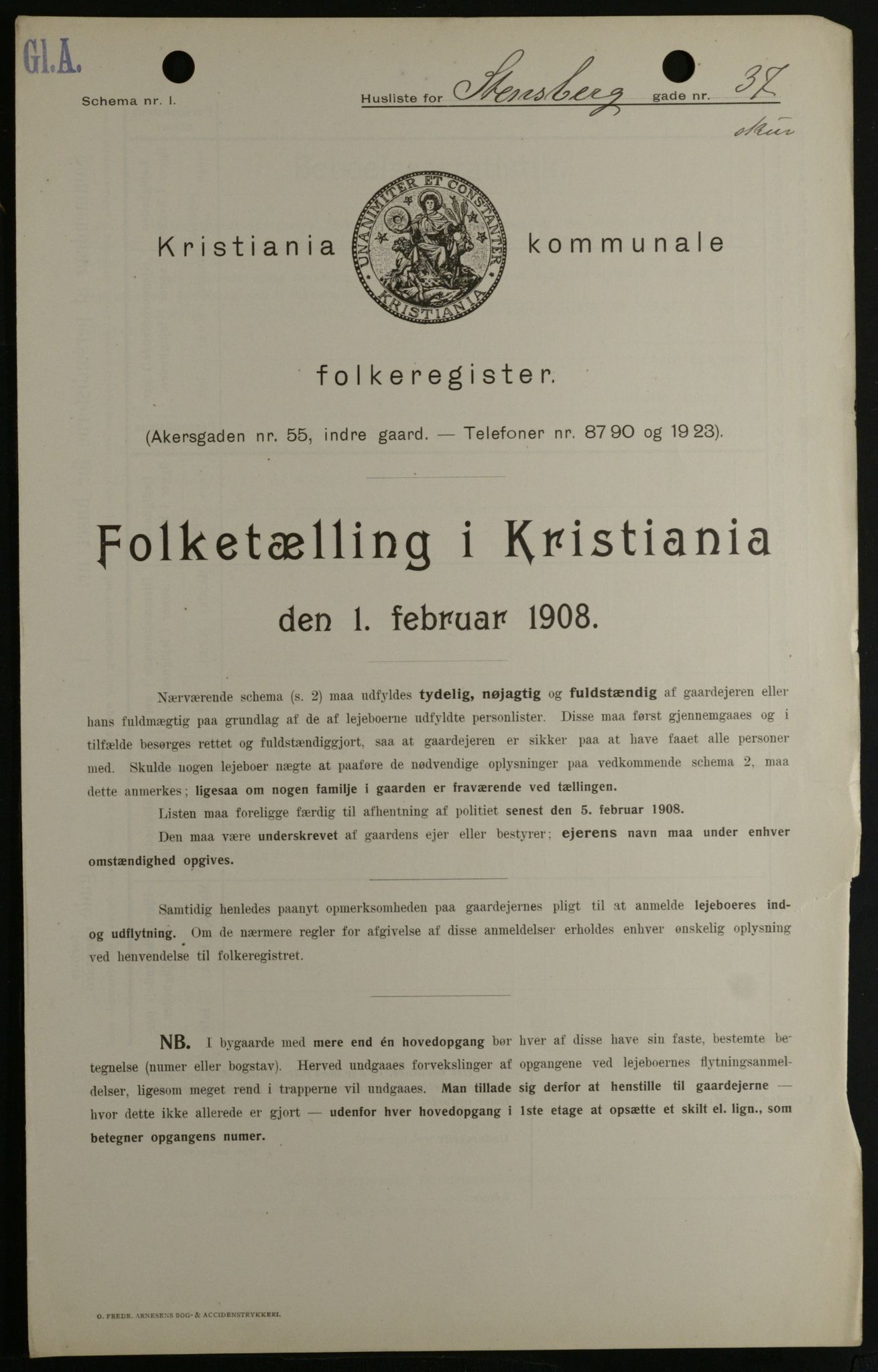 OBA, Municipal Census 1908 for Kristiania, 1908, p. 91479