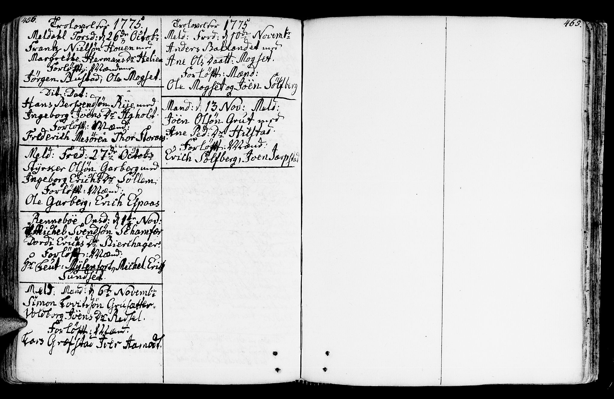 Ministerialprotokoller, klokkerbøker og fødselsregistre - Sør-Trøndelag, SAT/A-1456/672/L0851: Parish register (official) no. 672A04, 1751-1775, p. 456-465