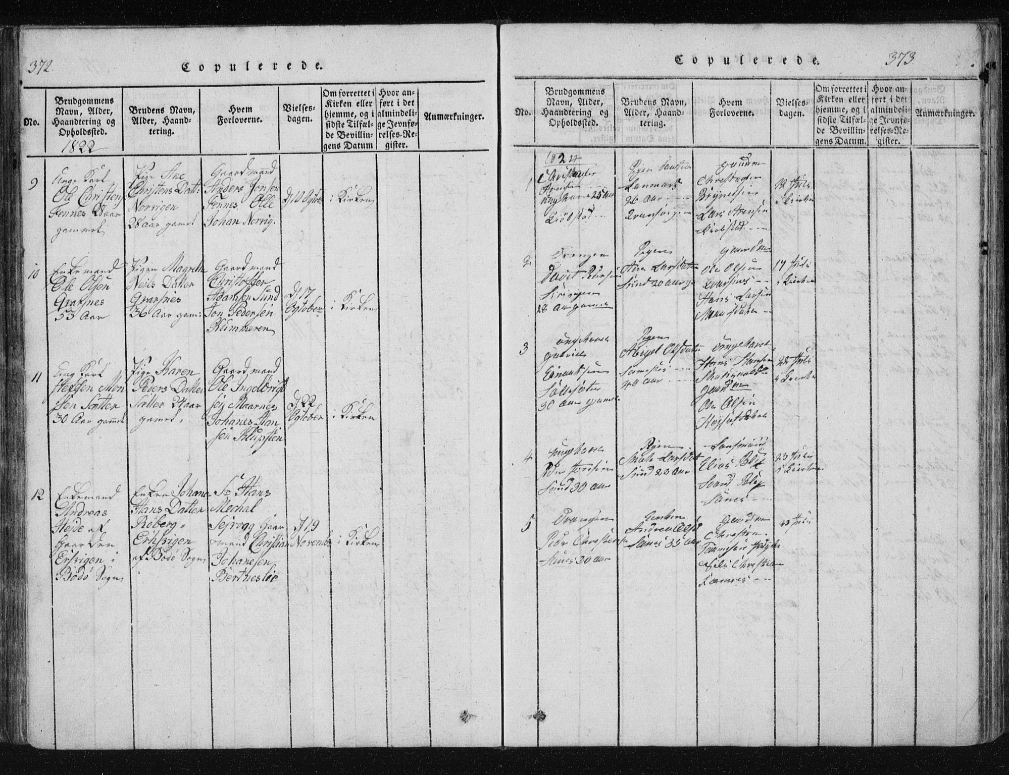 Ministerialprotokoller, klokkerbøker og fødselsregistre - Nordland, SAT/A-1459/805/L0096: Parish register (official) no. 805A03, 1820-1837, p. 372-373